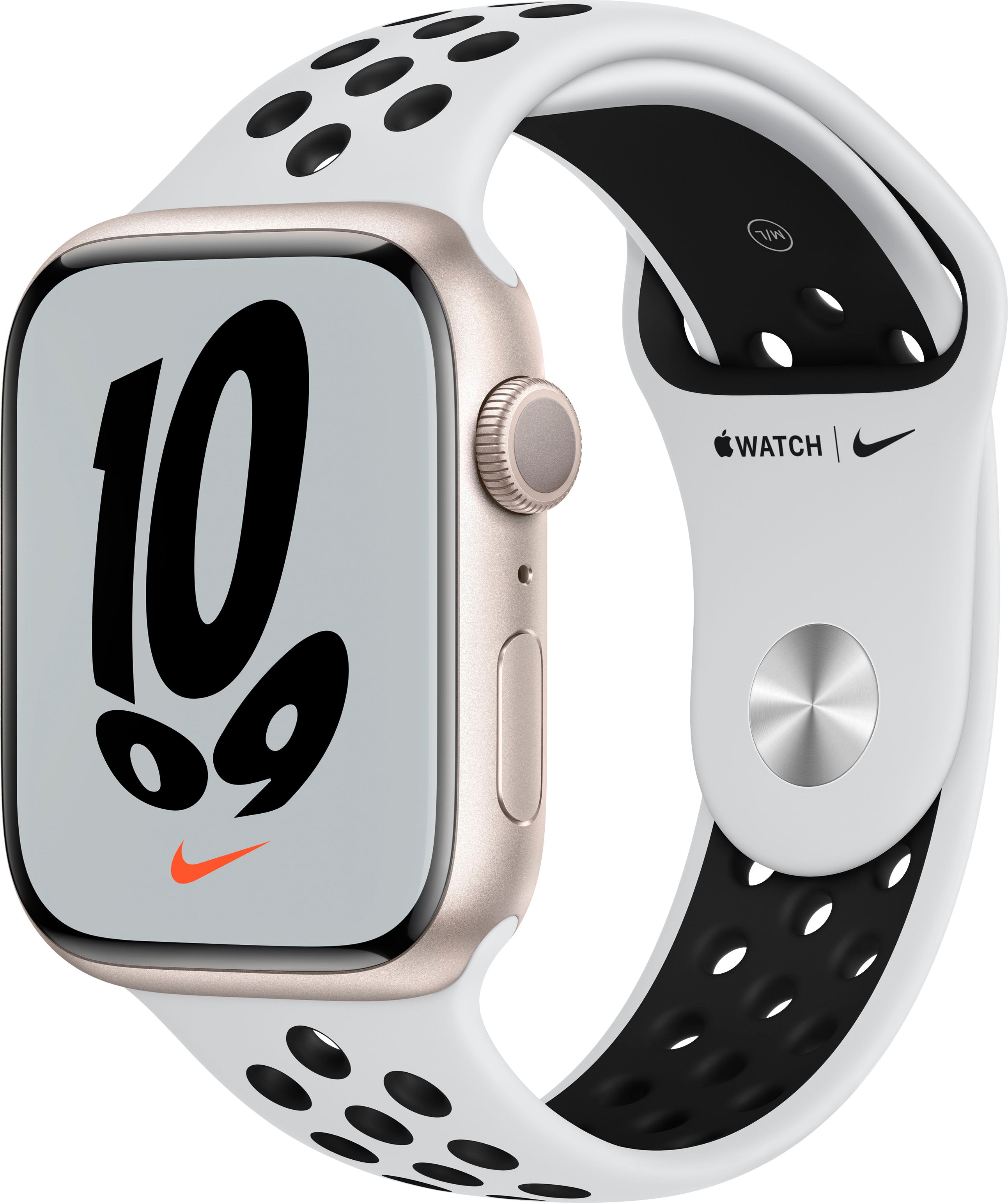 Apple Watch Series 7 Nike 45mm (GPS) Starlight Aluminum Case with Pure Platinum Nike Sport Band - Perfect for Running, Workouts & Active Lifestyle (MKNA3LL/A)