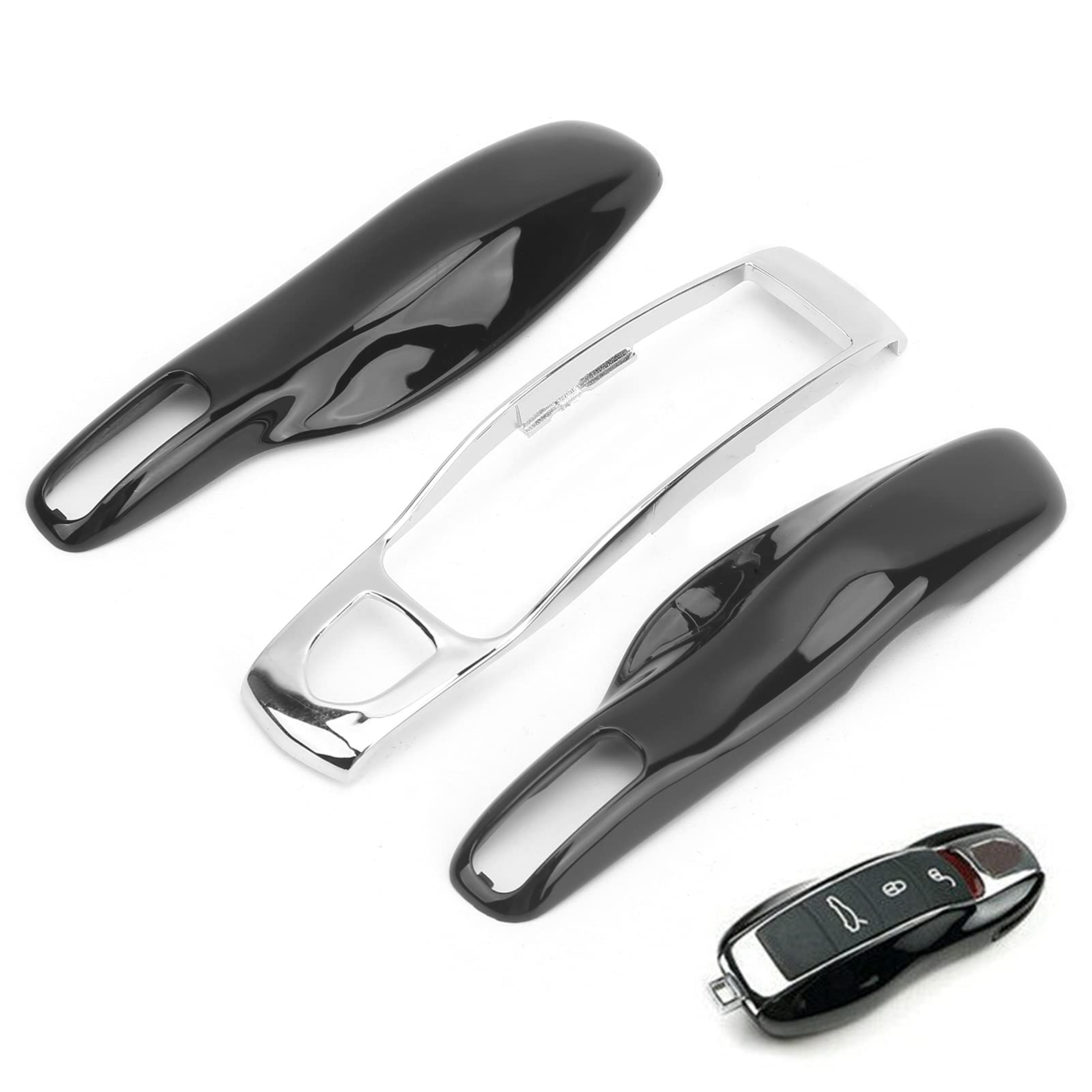 Fydun Car Key Fob Cover Case - Protective Shell for Porsche 911 Remote Key (Baked Black & Silver) | Durable Key Protector for Daily Use, Travel & Car Enthusiasts