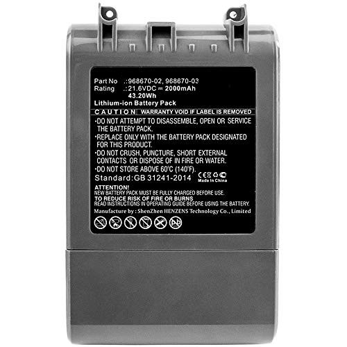 Synergy Digital Replacement Battery for Dyson V7 Trigger Vacuum Cleaner - 21.6V 2000mAh Li-ion High Capacity Battery Compatible with Dyson 968670-02 & 968670-03 - Perfect for Home Cleaning & Pet Hair Removal