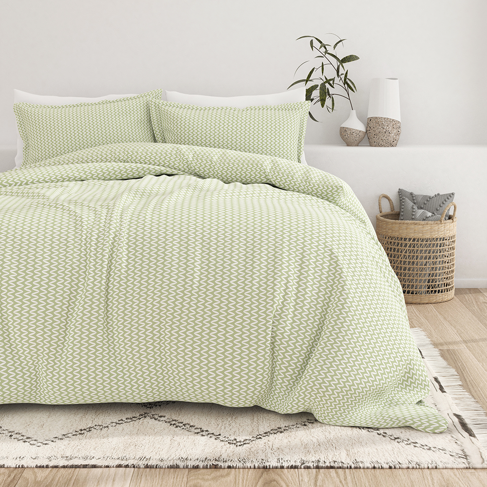 Stylish Puffed Chevron Pattern 3-Piece Duvet Cover Set - Queen Size Bedding with Pillow Shams - Perfect for Modern Bedrooms & Guest Rooms