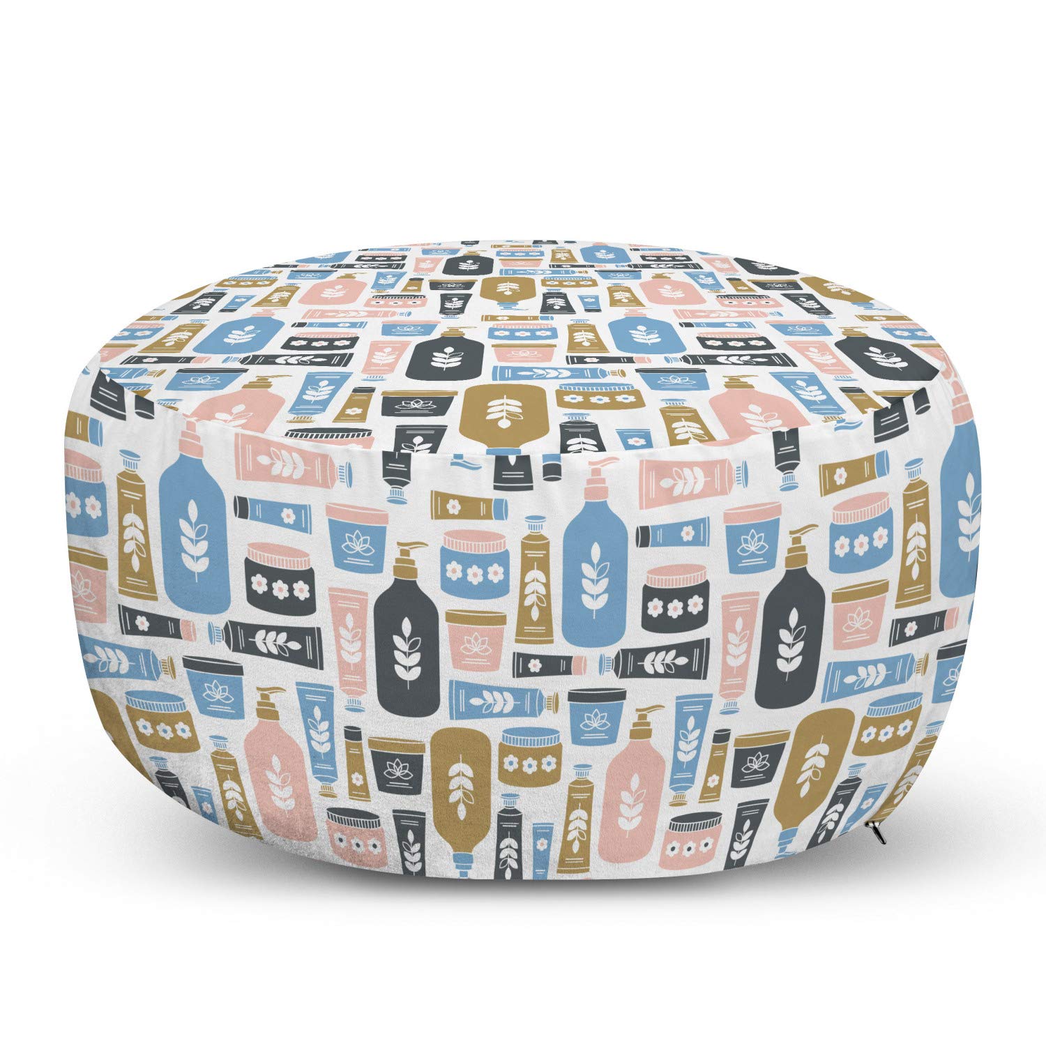 Ambesonne Bohemian Ottoman Pouf with Removable Cover - Pastel Multicolor Foot Rest for Living Room & Bedroom - Perfect for Makeup Storage, Skin Care Organization, and Cozy Home Decor