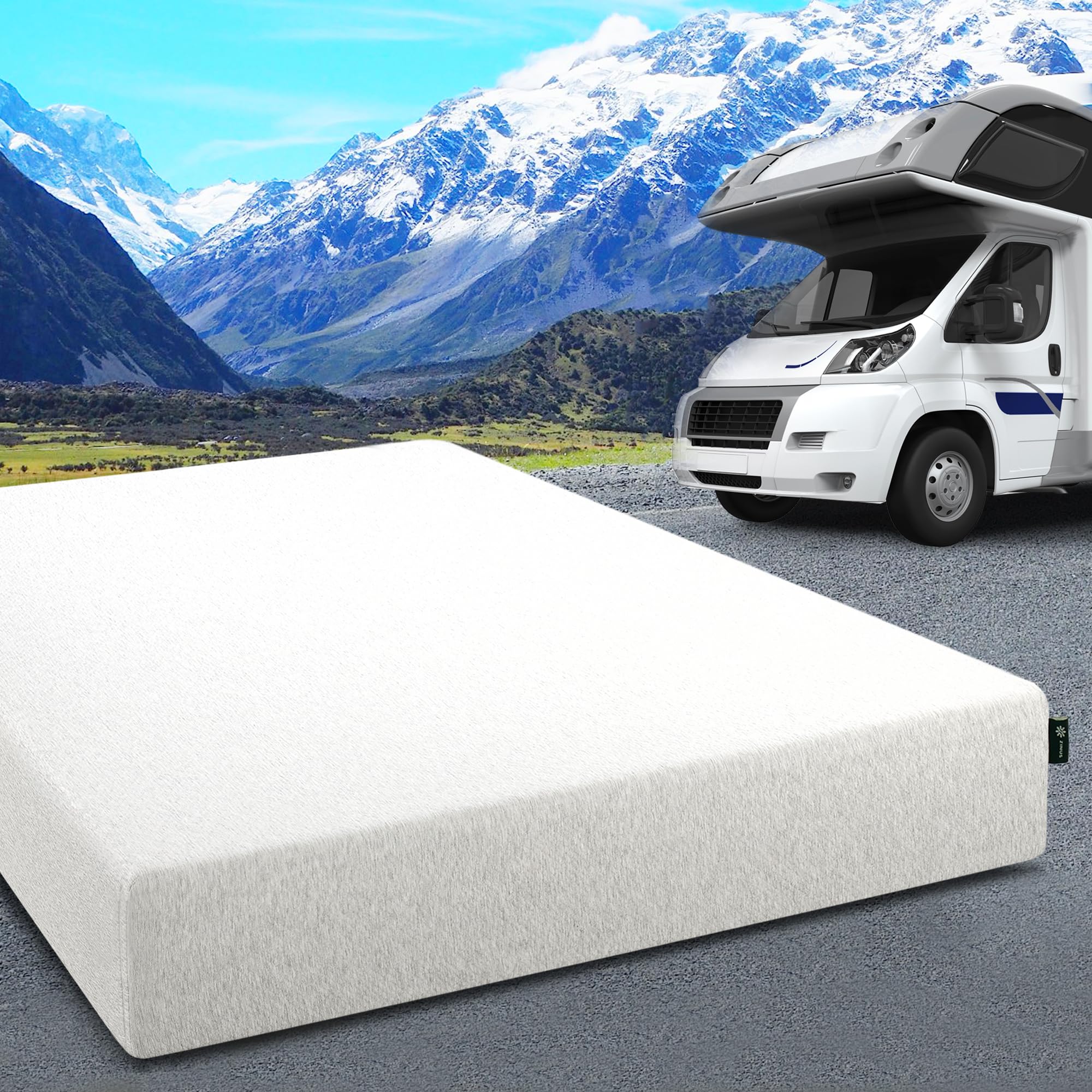 ZINUS 8 Inch Ultima Memory Foam Mattress, Short Queen Size for RVs, Campers & Trailers - Pressure Relieving Bed in a Box, CertiPUR-US Certified, White - Perfect for Travel Trailers, Motorhomes & Small Bedrooms