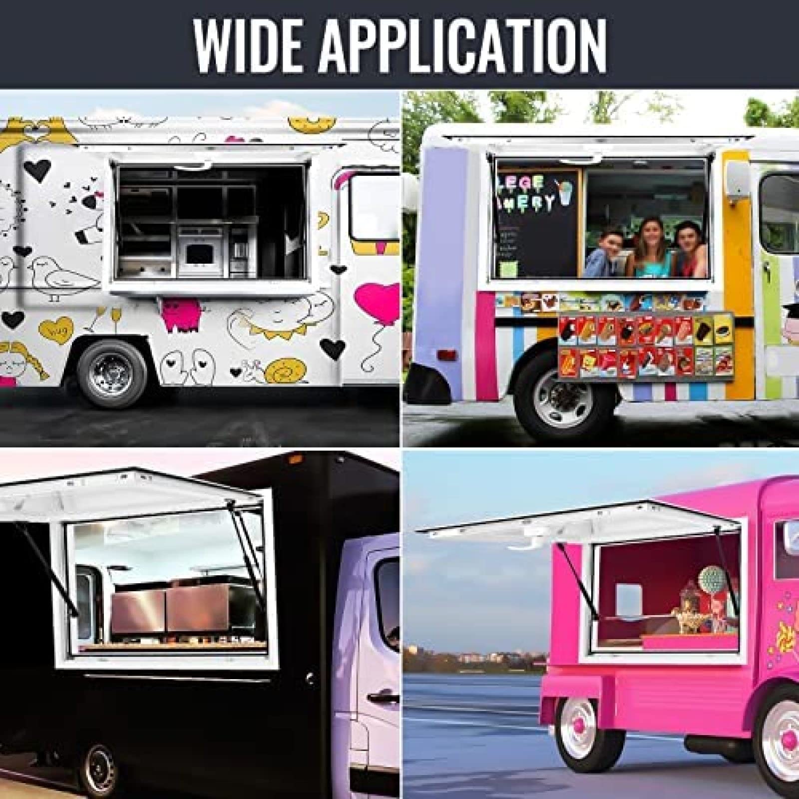 60''W x 36''H Commercial Food Truck Pass Through Window with Double-Point Fork Lock & 85° Opening Awning - Ideal for Concession Stands, Mobile Kitchens & Outdoor Serving Counters