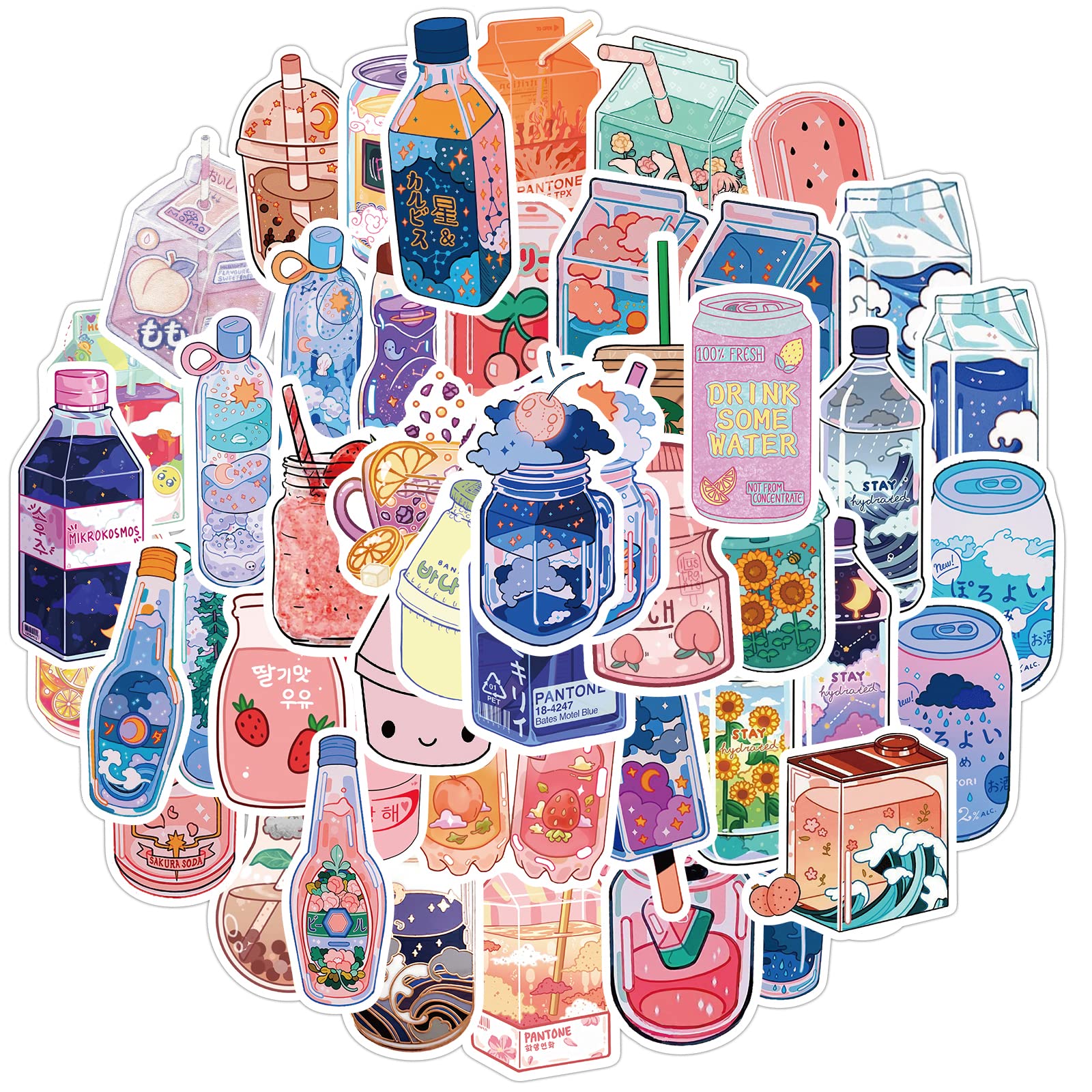 200 PCS Waterproof Vinyl Stickers for Hydro Flask, Laptop, Luggage, Skateboard - Cute Aesthetic Decals for Teens, Girls & Kids | Perfect for School, Travel & Personalizing Water Bottles