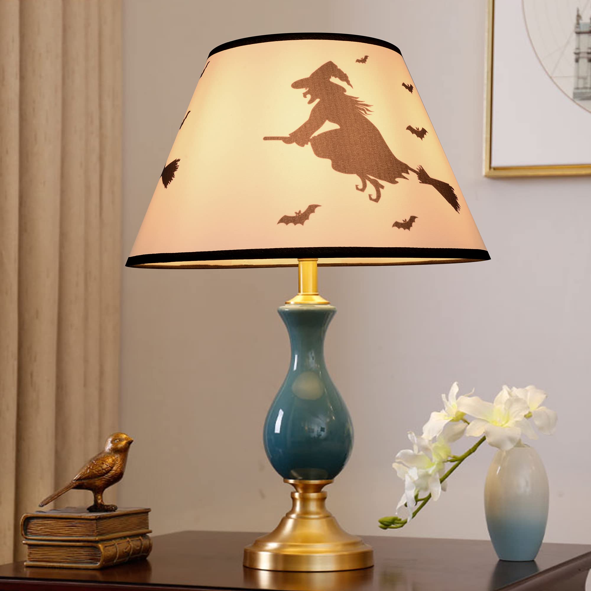Spider & Flying Witch Halloween Lamp Shades Set of 2 - 7.1