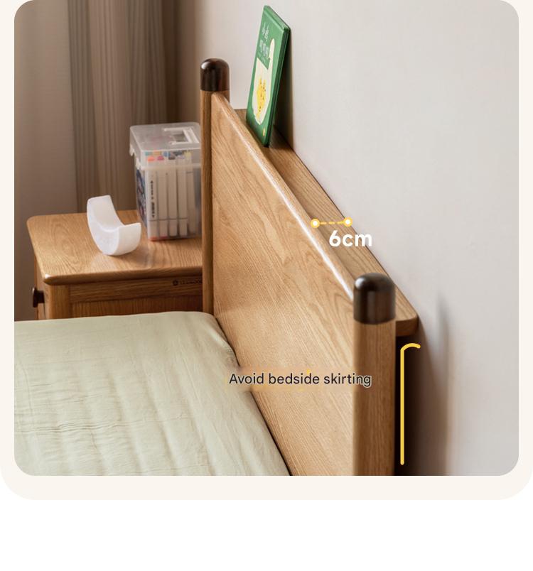 Solid Oak Wood Kids Bed - Sturdy & Safe Children's Bedroom Furniture for Toddlers & Teens - Perfect for Bedrooms, Daycare, and Guest Rooms