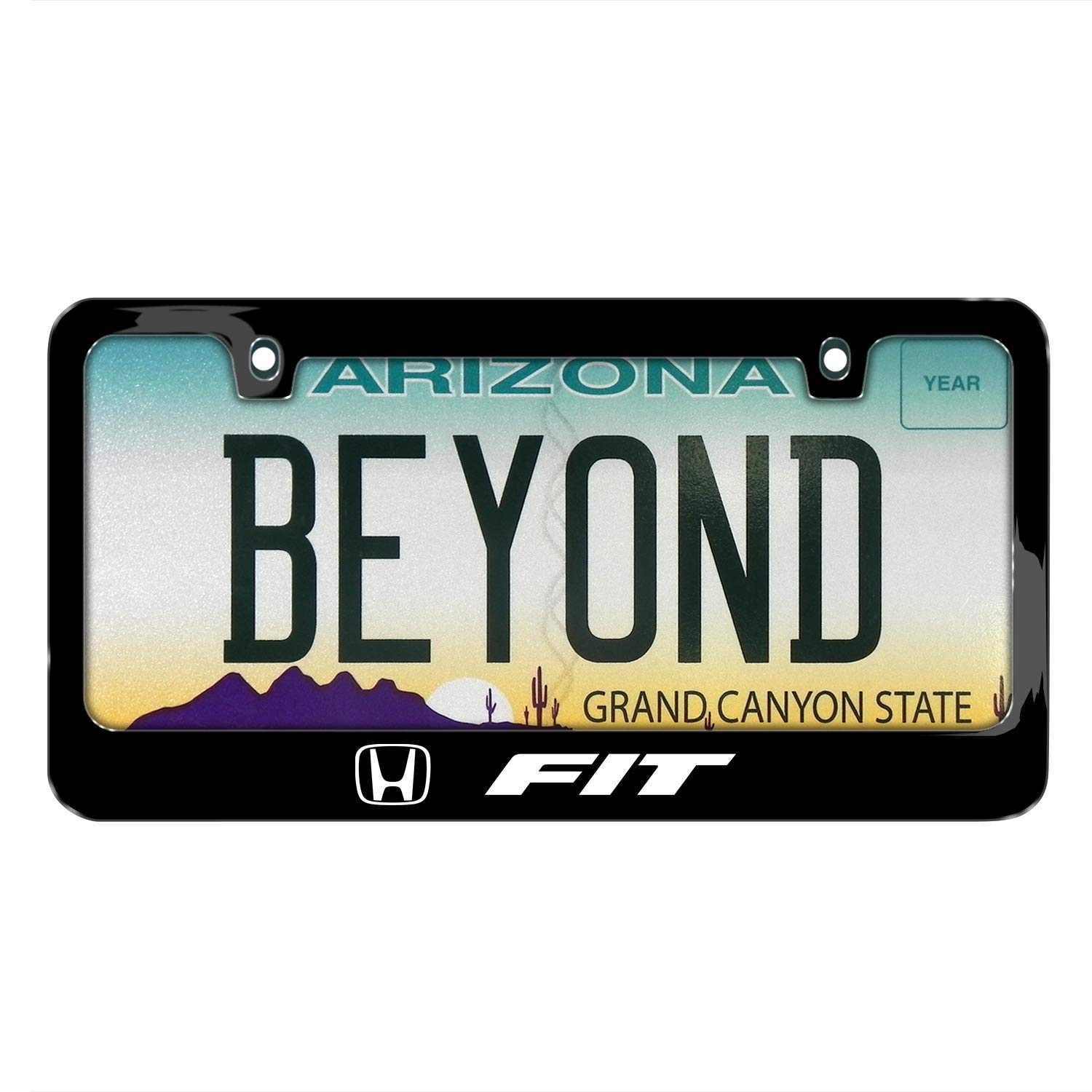 Black Metal License Plate Frame for Honda Fit - Durable & Stylish Car Accessory for Customization & Protection