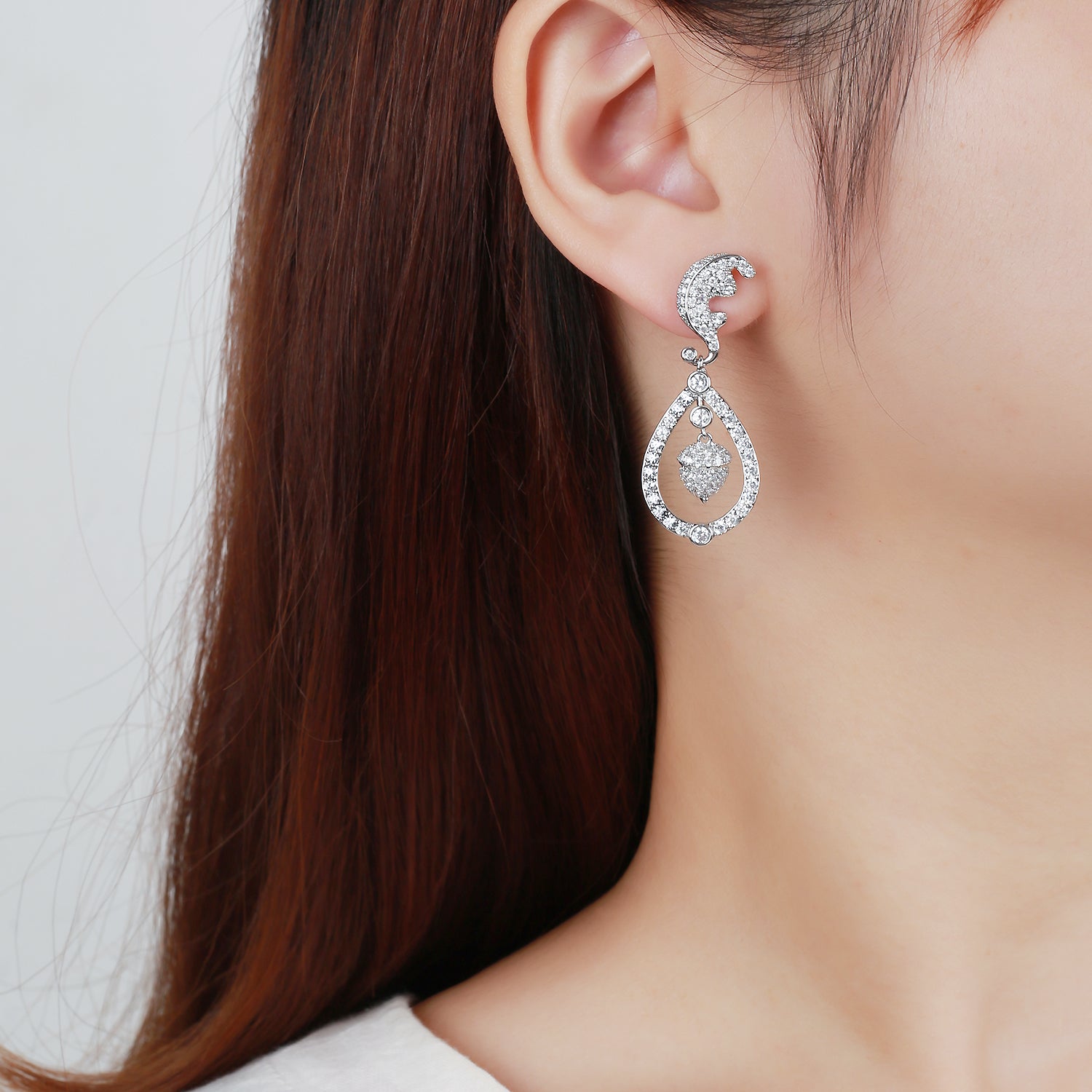 Princess Kate Middleton Inspired Cubic Zirconia CZ Dangle Earrings for Women - Wedding, Bridal, Prom Jewelry - Elegant Gift for Her - Perfect for Special Occasions & Evening Events