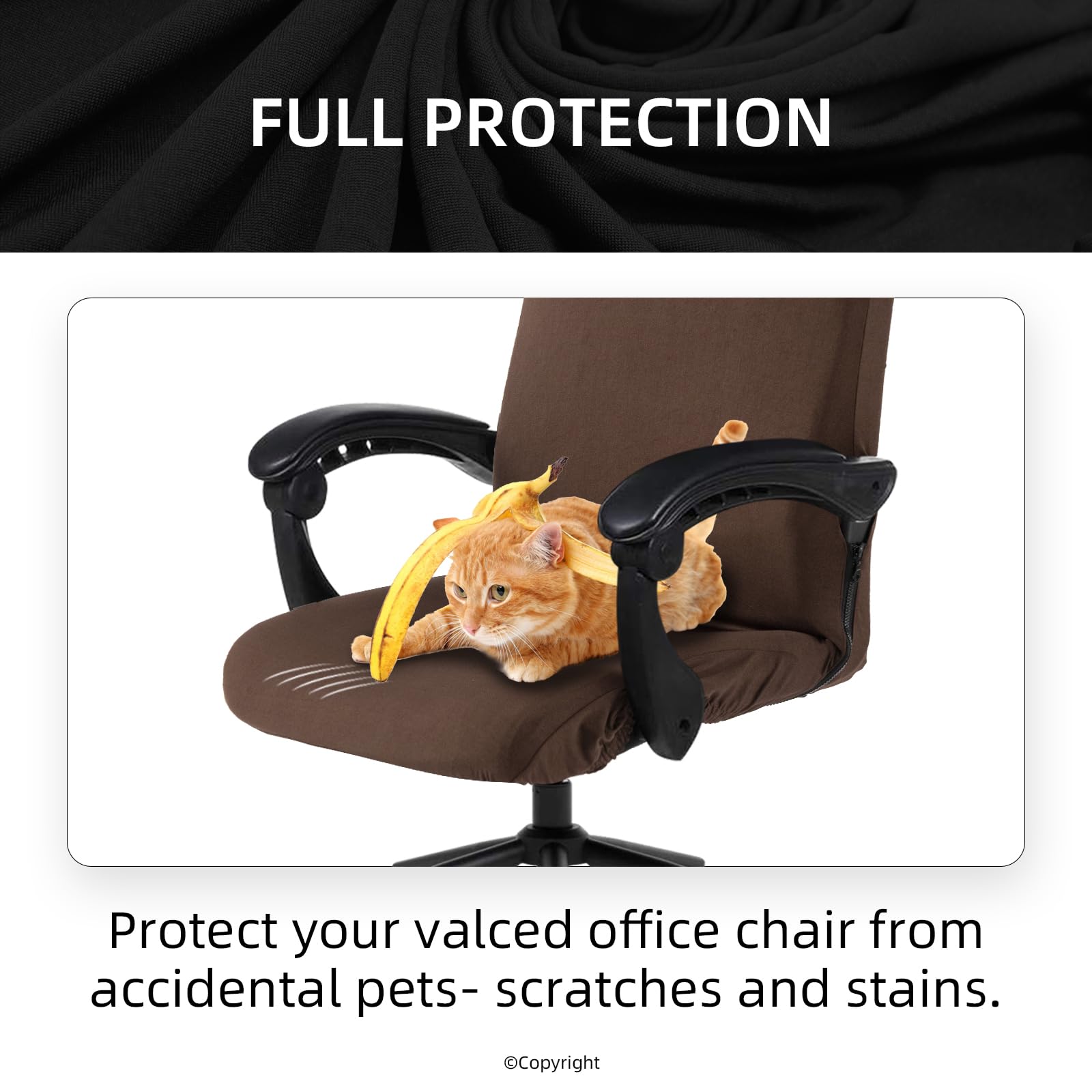 Durable Stretchable Office Chair Cover with Zipper - Universal Computer Desk Chair Slipcover - Soft Polyester Fabric for Boss & Rotating Chairs | Home Office & Workspace Protection