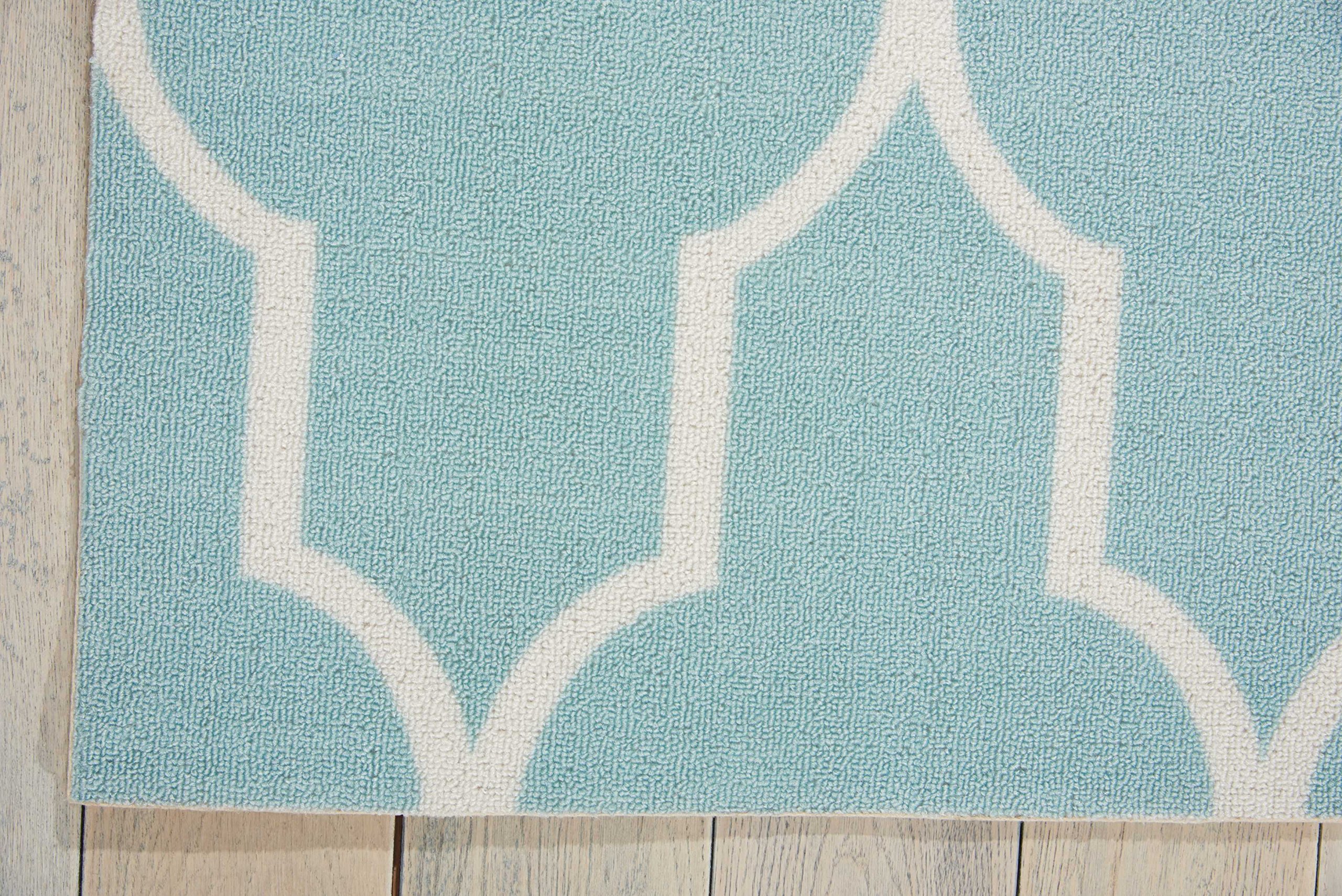 Nourison 10' x 13' Indoor/Outdoor Area Rug - Aqua Blue, Easy-Clean, Non-Shedding, Stain Resistant for Bedroom, Living Room, Dining Room & Kitchen - Perfect for High Traffic Areas & Pet-Friendly Homes