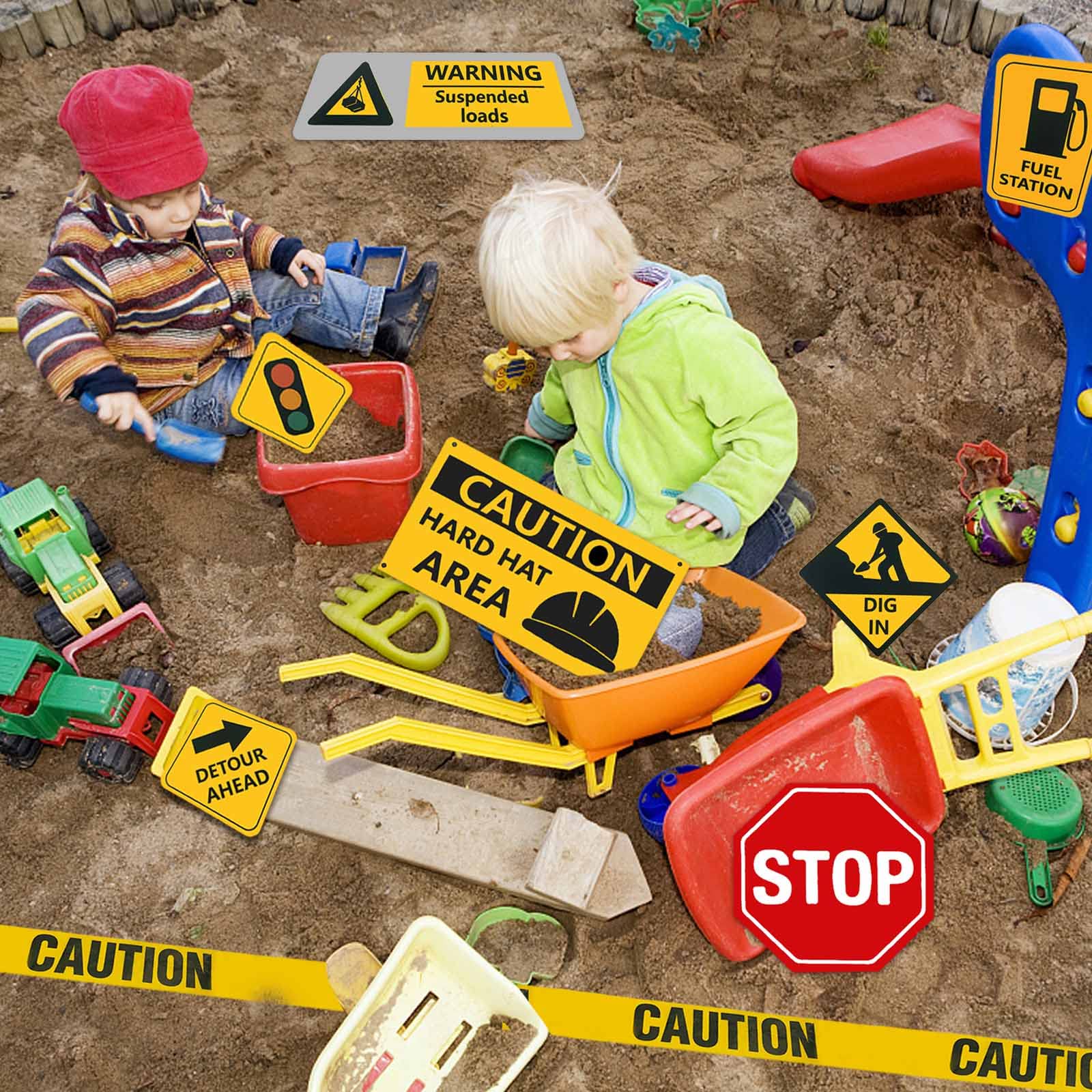 13-Piece Construction Birthday Party Supplies Set - Construction Theme Decorations for Boys, Kids Birthday Party & Baby Shower - Includes 11.8 Inch Wall Decor Signs with Yellow Caution Tape - Perfect for Construction Themed Parties, Classroom Events & DIY Decorations