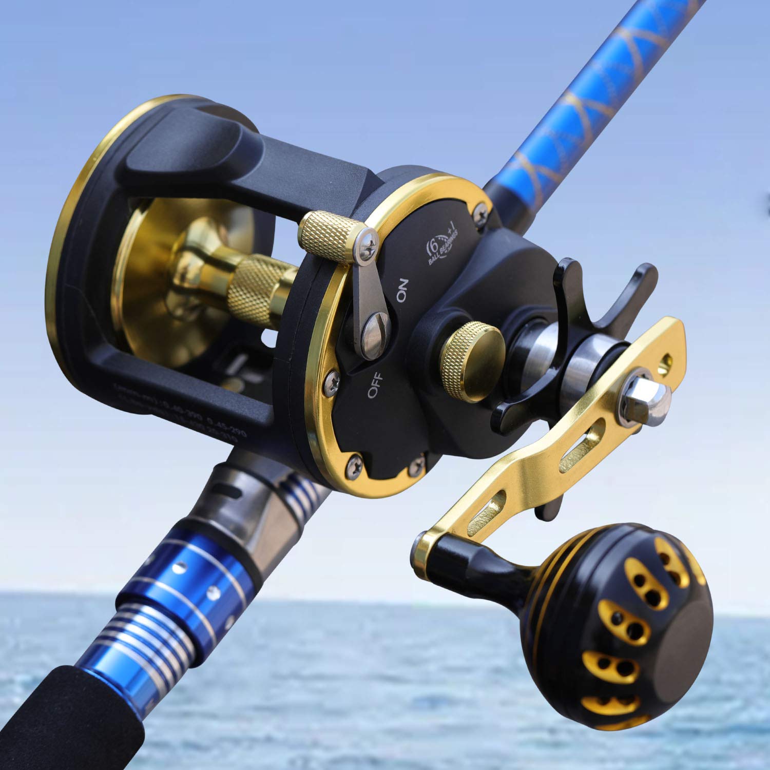 Sougayilang Saltwater Trolling Reel with Level Wind - Heavy Duty Boat Fishing Reel for Sea Bass, Grouper & Offshore Fishing - Perfect for Deep Sea, Ocean & Saltwater Angling Adventures