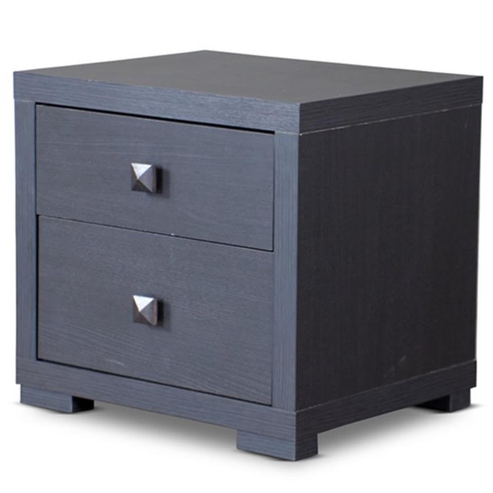 Allora Contemporary 2-Drawer Nightstand - Brown Wood Bedside Table with Storage for Bedroom, Living Room & Guest Room