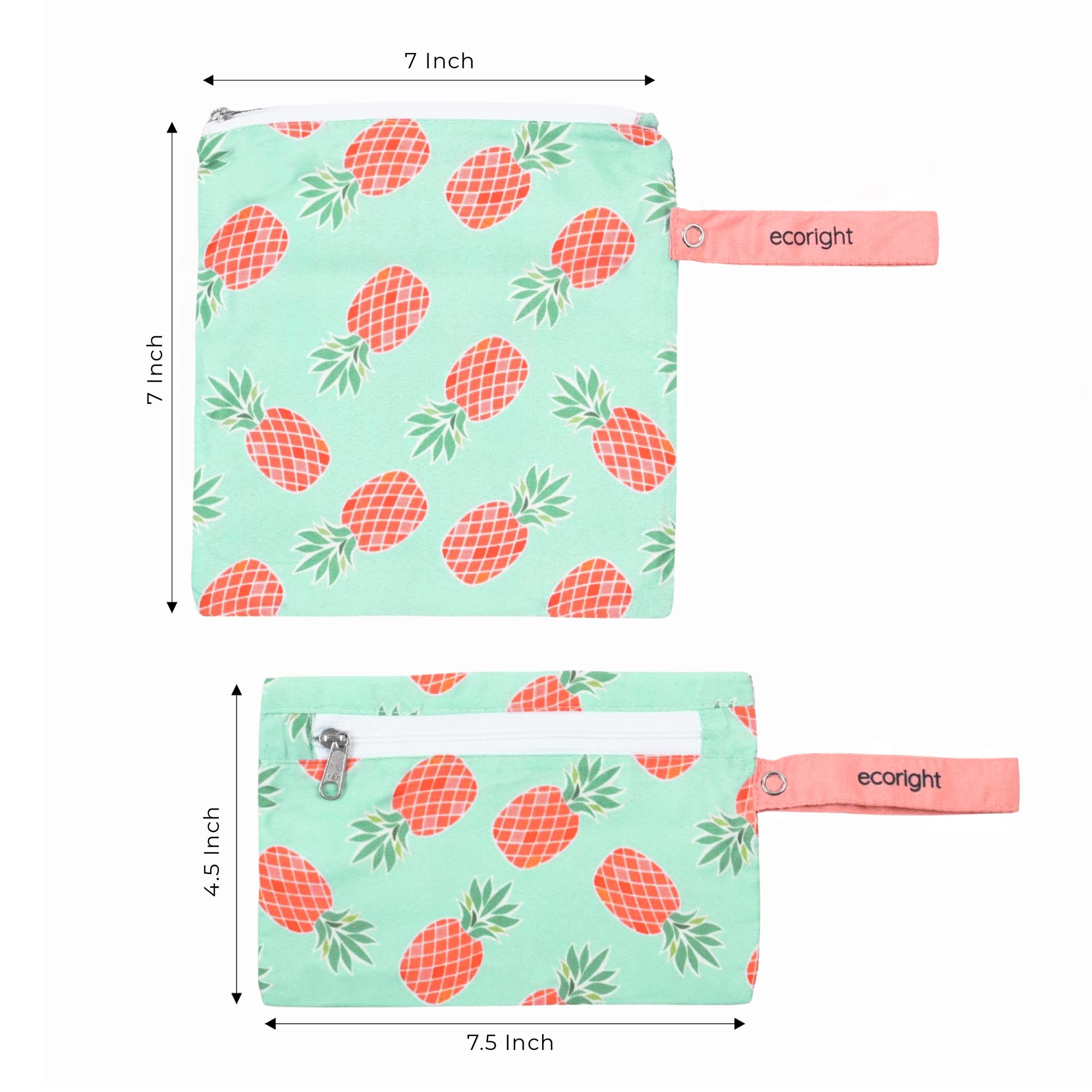EcoRight 100% Recycled Reusable Sandwich Bags & Snack Bags - BPA Free Food Safe Storage - Set of 2 - Perfect for School Lunches, Picnics & Meal Prep