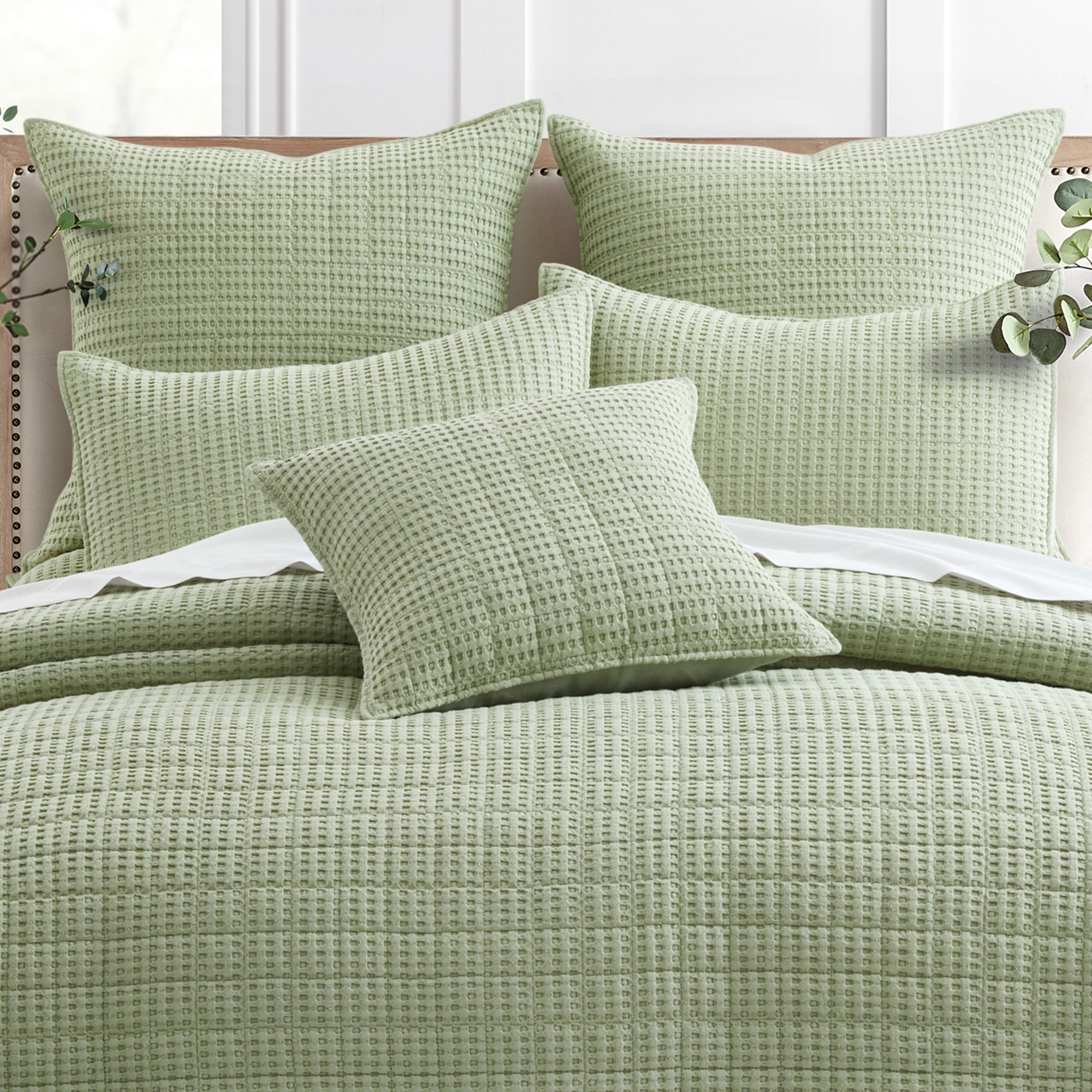 Mills Waffle Square Pillow - Soft & Stylish Decorative Throw Pillow for Couch, Bed, Sofa - Perfect for Living Room, Bedroom & Home Decor