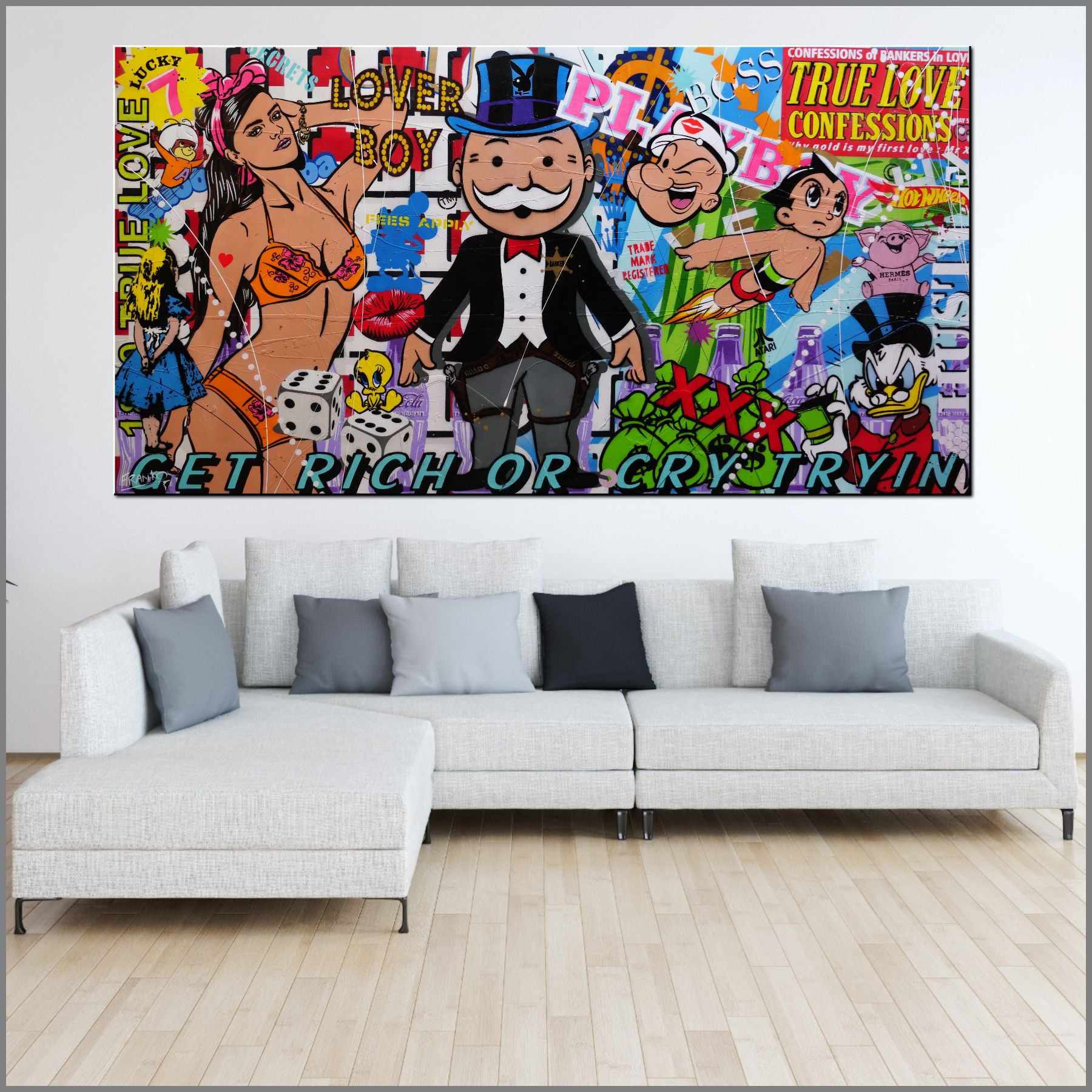 Monopoly Man Textured Urban Pop Art Canvas Painting - 75
