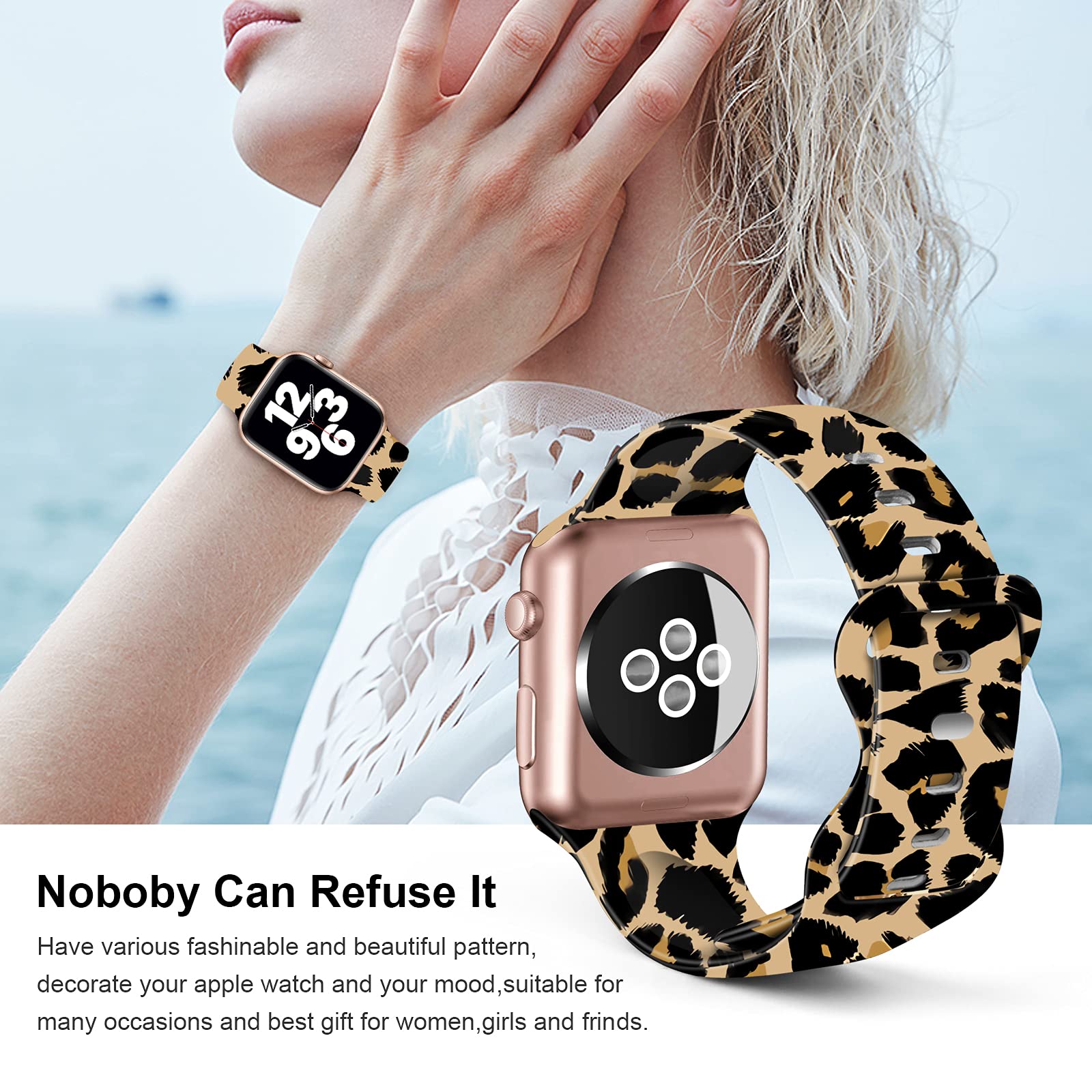 Soft Silicone Apple Watch Bands for 38mm/40mm/42mm/44mm - Sport Replacement Strap Compatible with iWatch Series 6/5/4/3/2/1/SE - Breathable & Durable for Men & Women - Perfect for Running, Gym & Everyday Wear