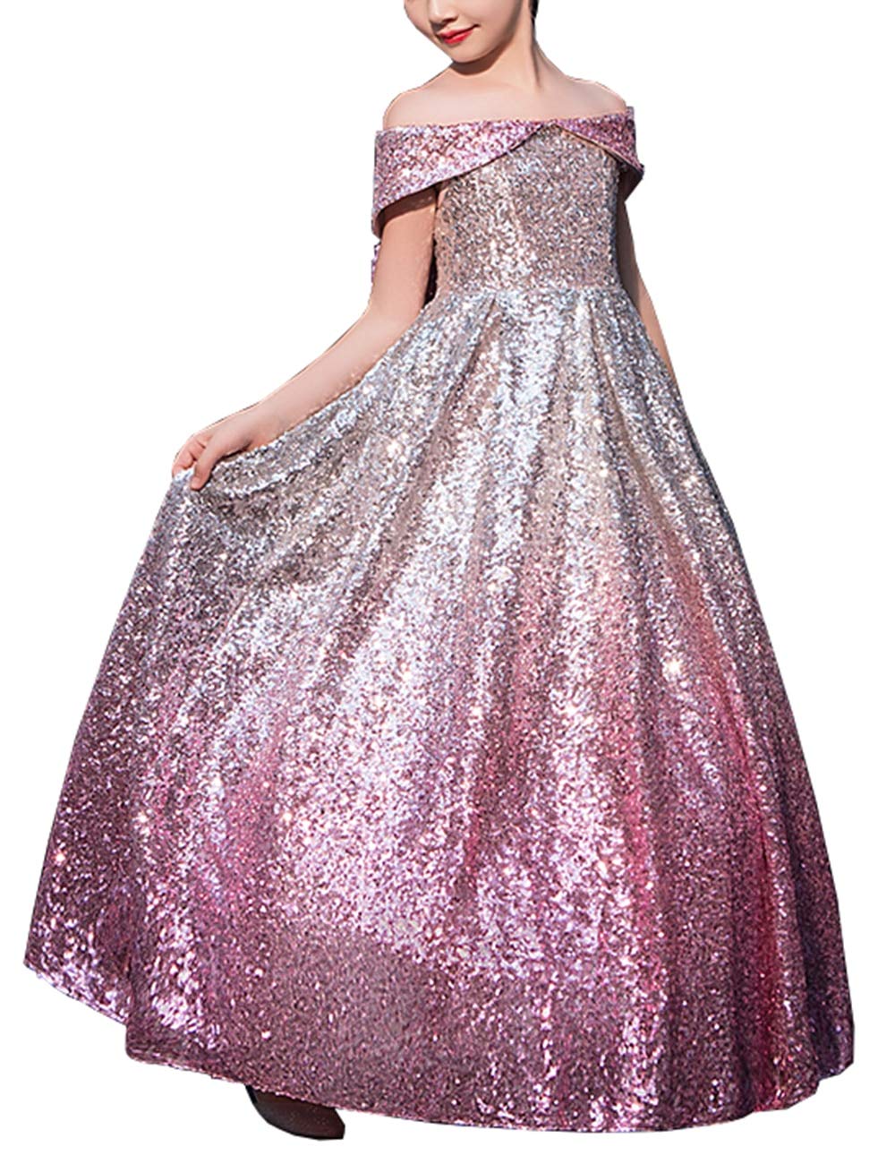 Gradient Sequin Flower Girl Dress for Weddings, Birthday Parties & Pageants - Sparkly Bridesmaid Dresses for Special Occasions | Perfect for Flower Girls, Pageant Queens & Special Events
