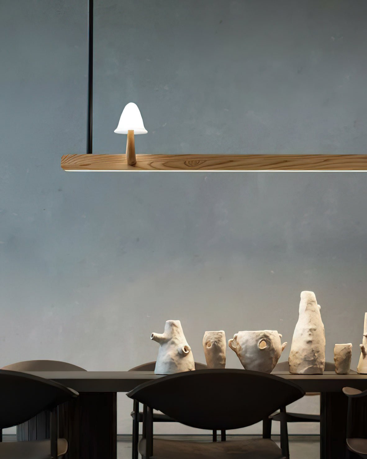 Elegant Mushroom Beam Chandelier - Modern Wooden Ceiling Light Fixture for Dining Room, Bedroom & Living Room Decor