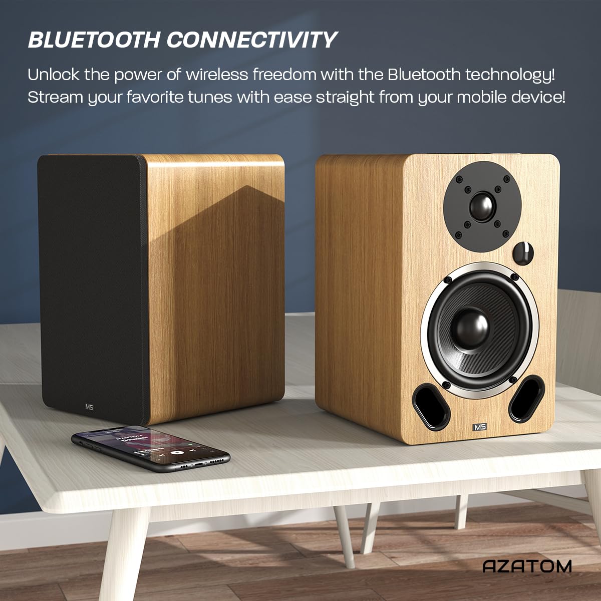 AZATOM M5 100W Powered Bookshelf Speakers with 5