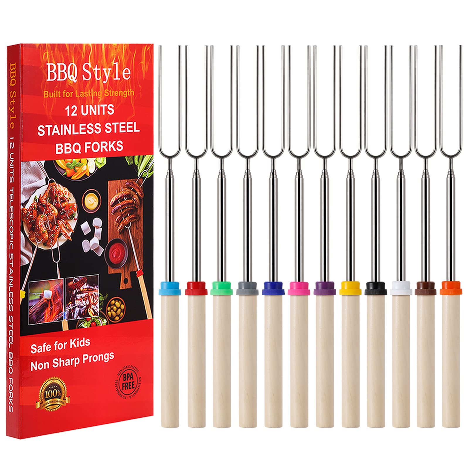12-Pack Telescopic Marshmallow Roasting Sticks - 32