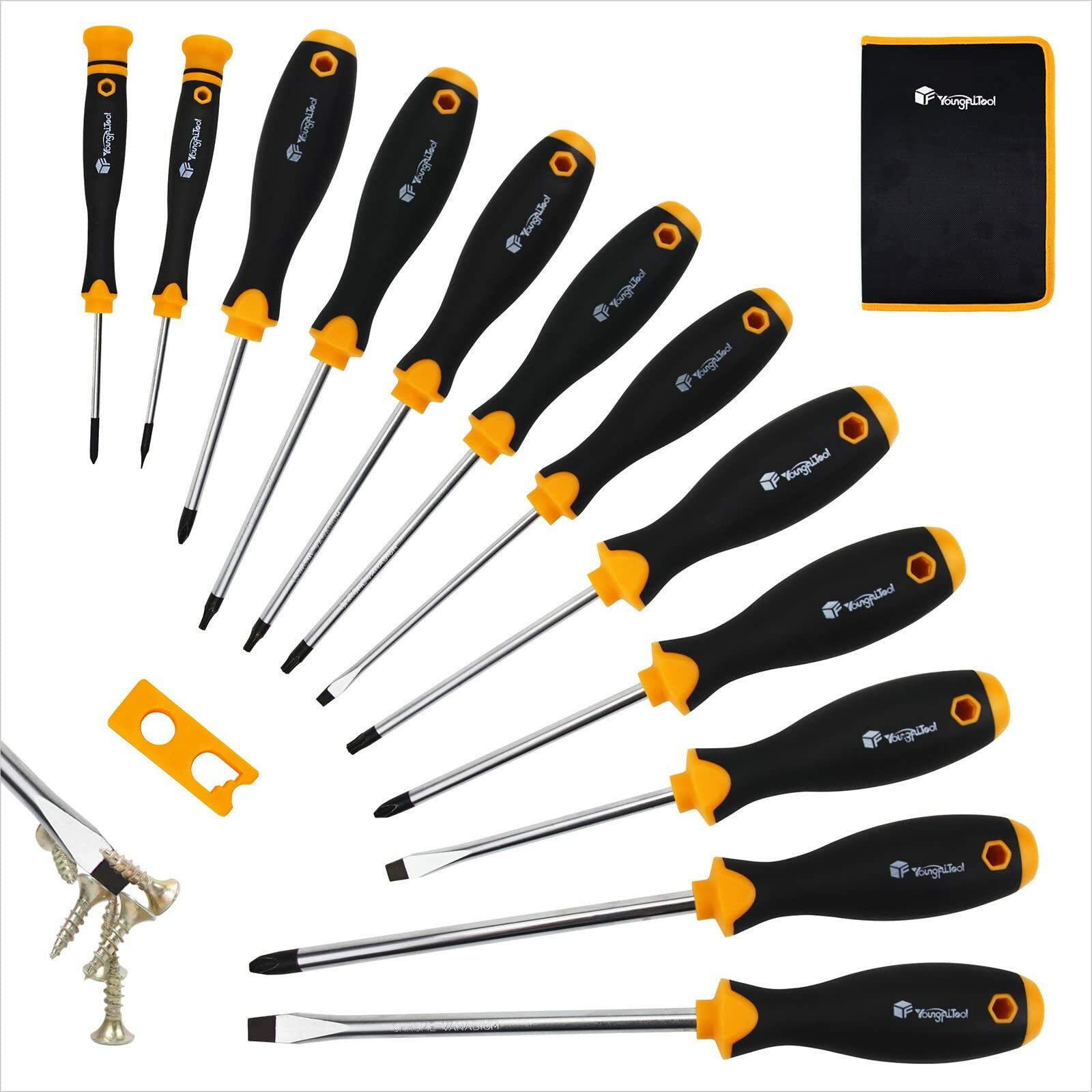 13-Piece Magnetic Screwdriver Set with Durable Canvas Pouch - Professional Tool Kit for Home Repair, Electronics, and DIY Projects