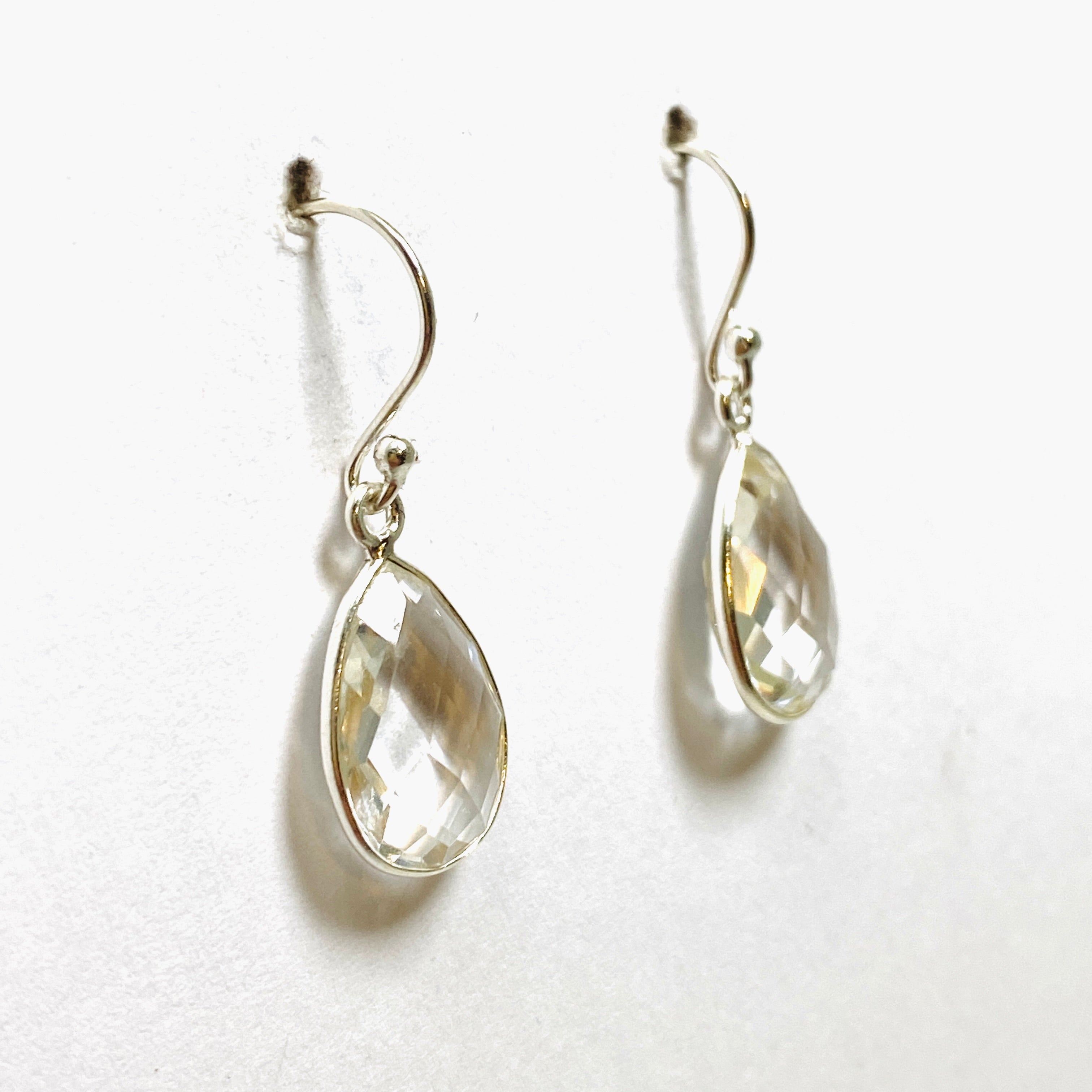 Clear Quartz Teardrop Checkerboard Faceted Earrings for Women - Elegant Crystal Dangle Earrings for Party, Wedding & Everyday Wear - Hypoallergenic Sterling Silver Jewelry Gift