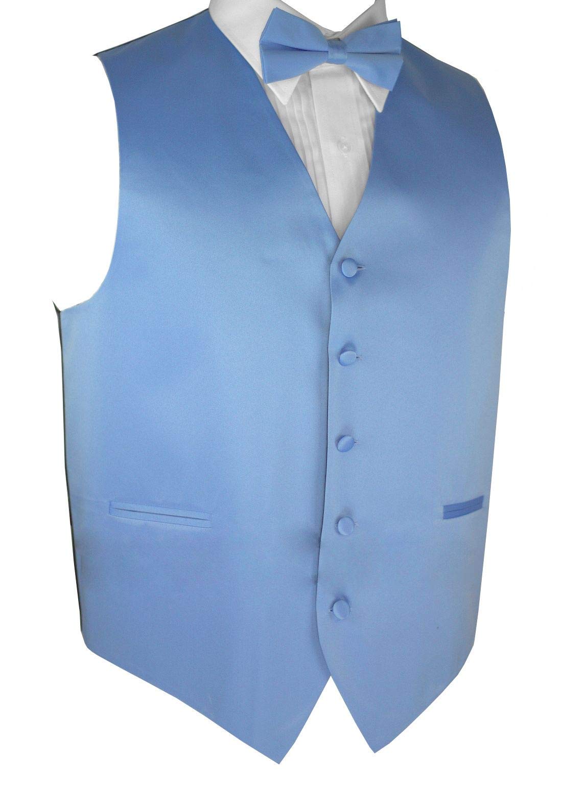 Italian Design Men's Tuxedo Vest with Bow Tie & Pocket Square Set - Formal Wedding Attire for Groomsmen, Prom & Black Tie Events