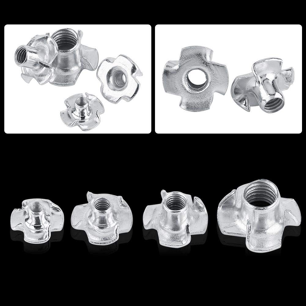 M4 Zinc Plated Carbon Steel T-Nuts - 4 Prong Tee Nuts for Woodworking & Furniture Assembly (50pcs) - Perfect for DIY Projects, Cabinet Making, and Furniture Fastening