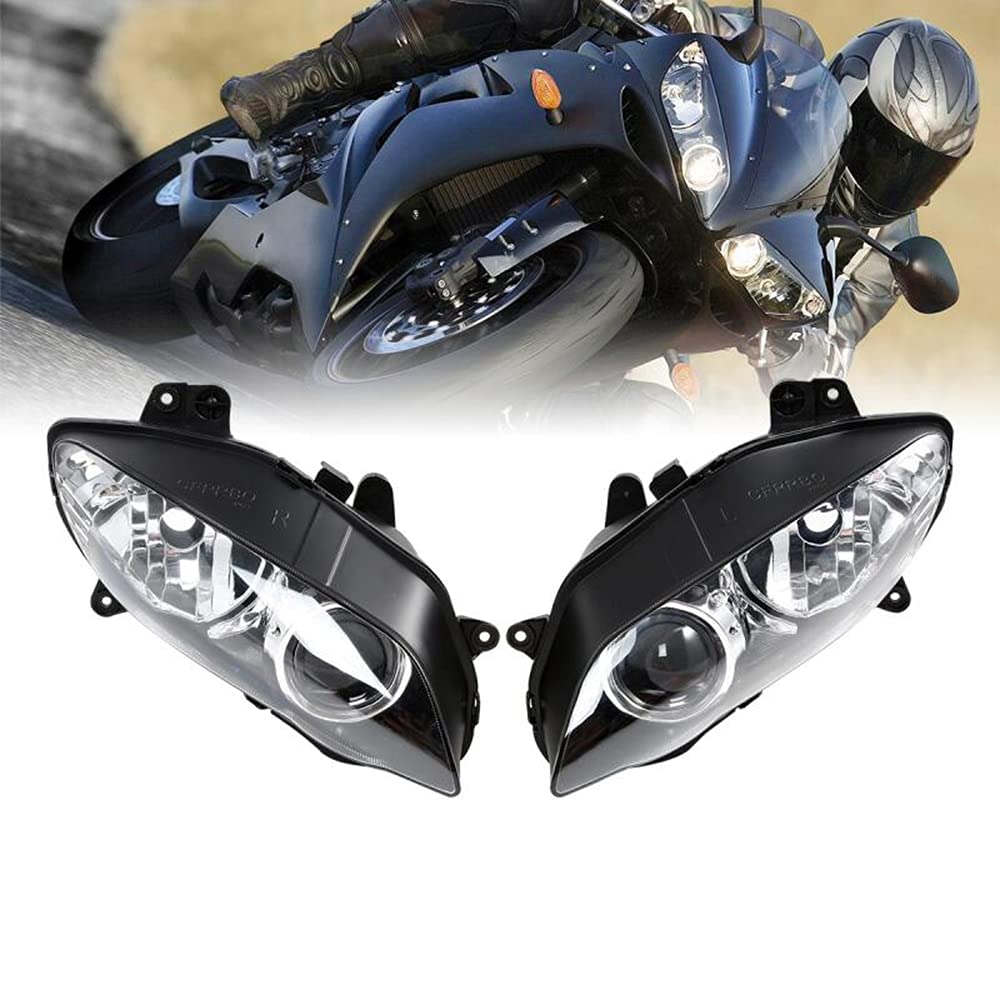 Yamaha YZF R1 2004-2006 & YZF1000R Motorcycle Headlight Assembly - Black Replacement Headlamp Cover for Enhanced Night Riding Safety | Perfect for Street Bikes, Commuting, and Long-Distance Touring