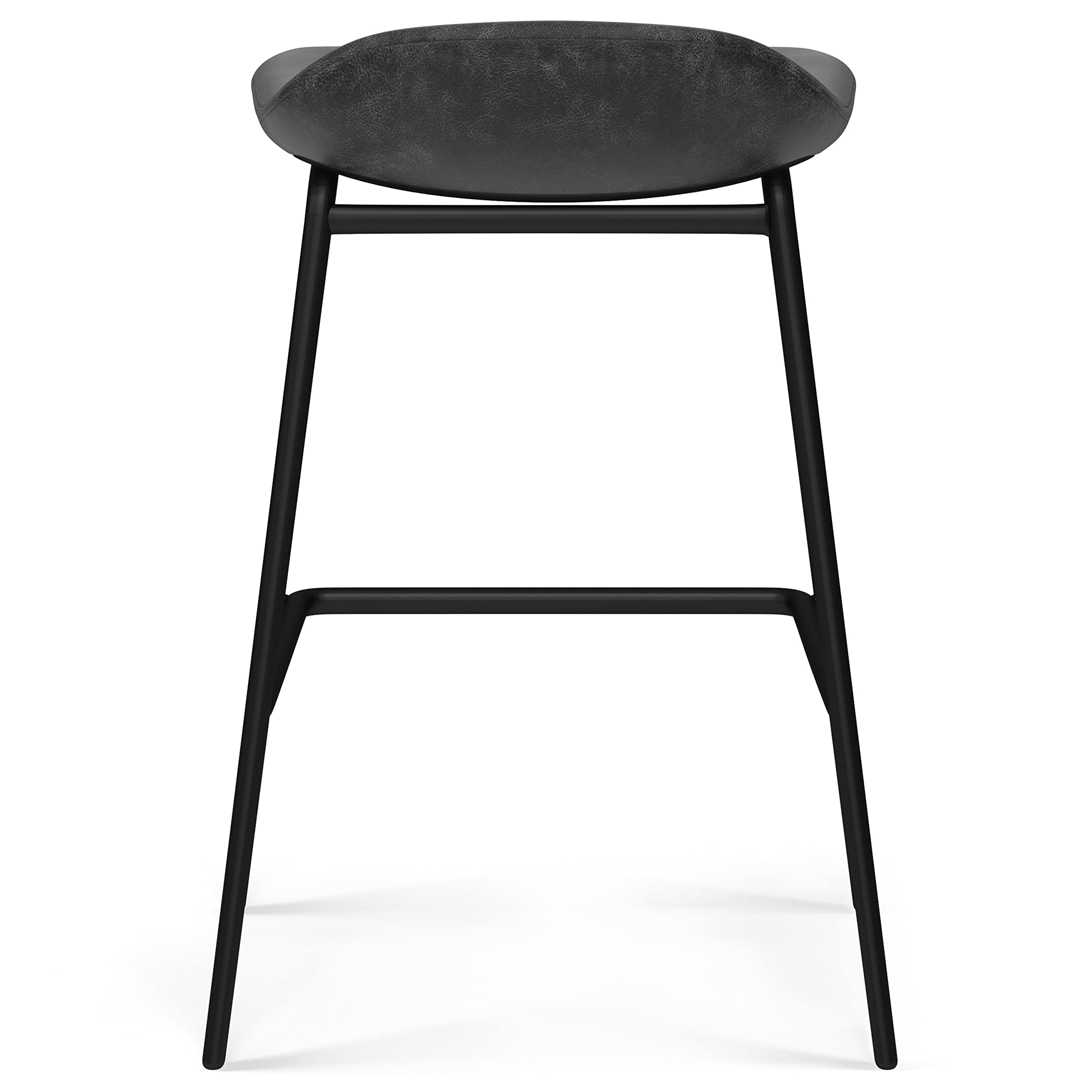 SIMPLIHOME Dafney Modern Counter Height Bar Stools (Set of 2) - Distressed Charcoal Grey Vegan Faux Leather - Kitchen Island & Breakfast Bar Stools for Dining Room, Kitchen, and Home Decor