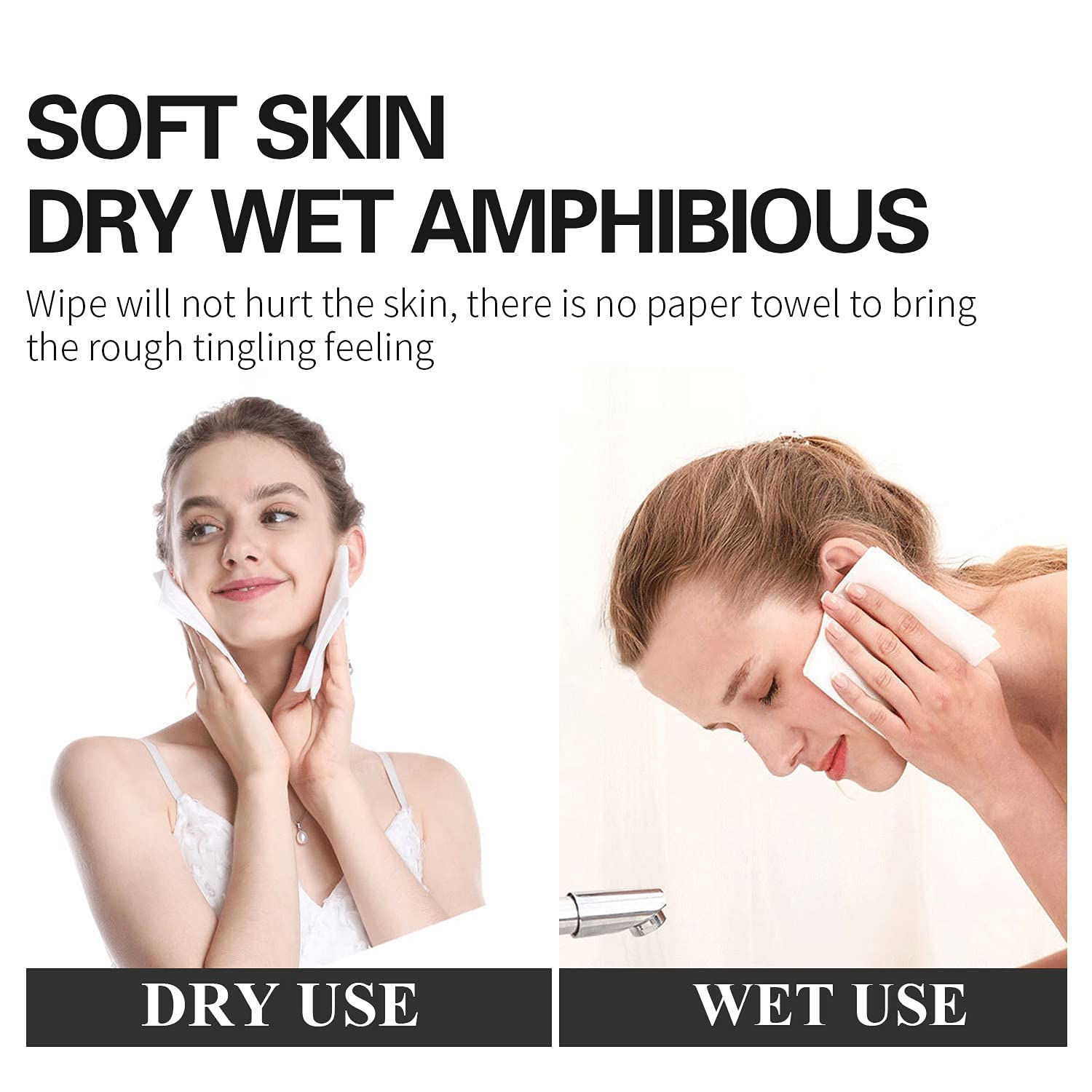 200-Pack Soft Cotton Disposable Face Towels | Hypoallergenic Dry & Wet Wipes for Women, Sensitive Skin & Baby Care | Makeup Remover & Personal Cleaning Tissues | Travel, Gym & Daily Skincare Essentials