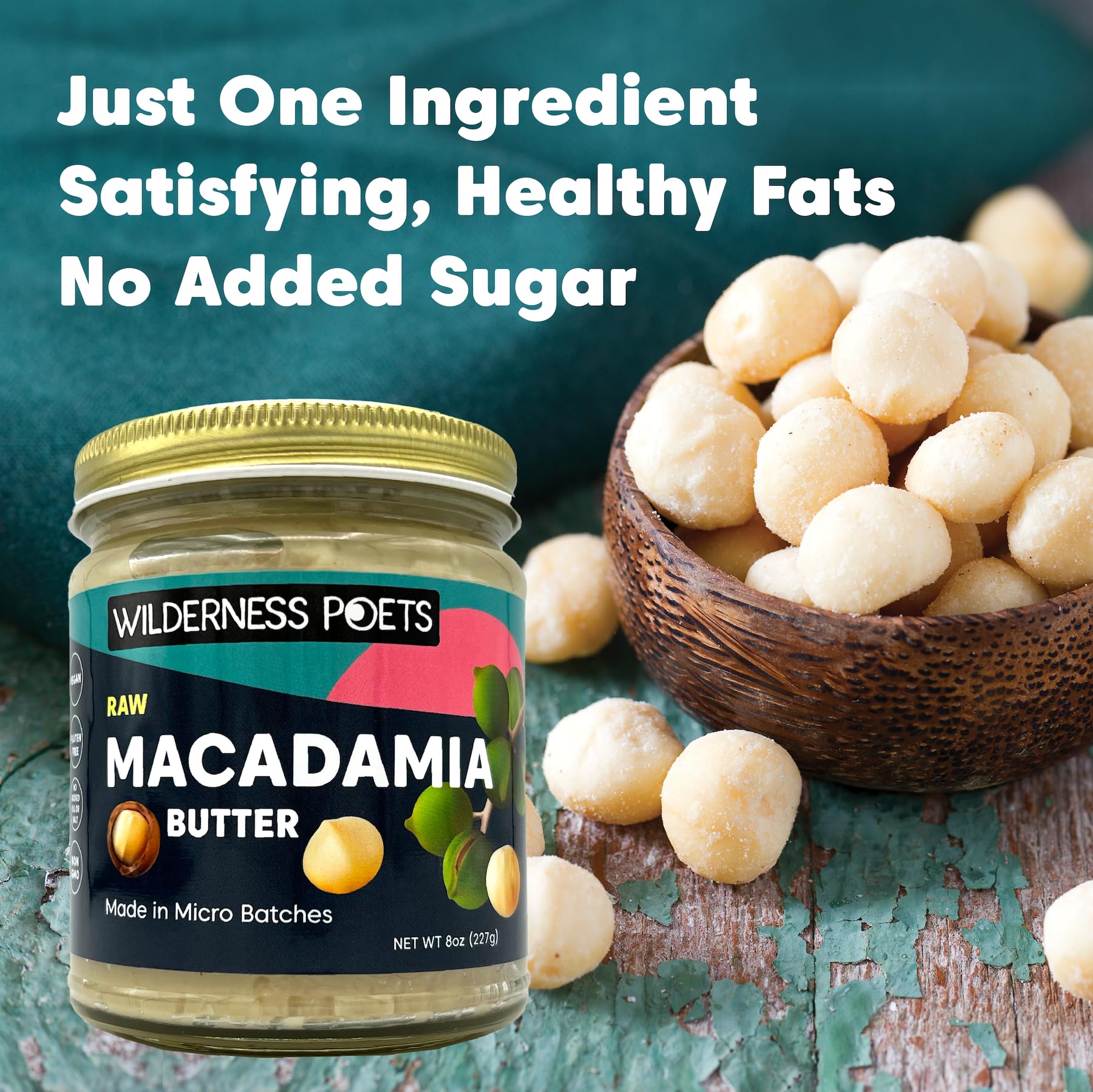Organic Raw Macadamia Nut Butter - 64oz (4lb) Glass Jar - Vegan, Paleo, Keto-Friendly - Perfect for Smoothies, Baking & Healthy Snacks