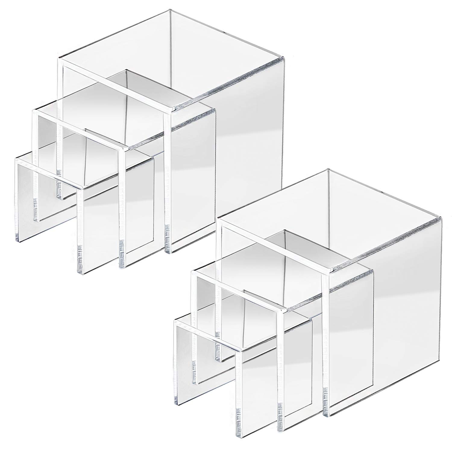 HBselect 6-Piece Acrylic Makeup Display Stand - Clear & Transparent for Cosmetics Showcase