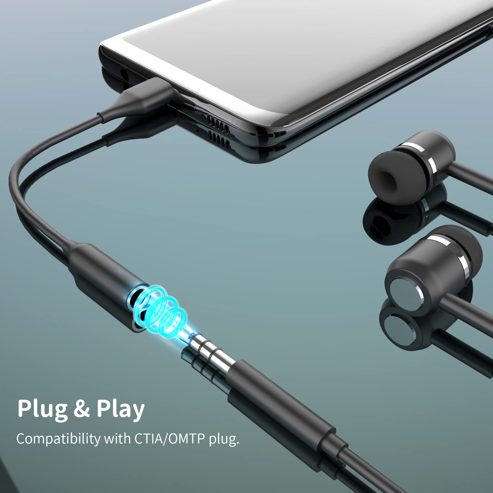 3.5mm to USB C Audio Cable (2-Pack) - DAC Headphone Adapter & AUX Dongle for Galaxy S20/S21/Note10/Z Flip3 & iPad Pro/Air 4 - Perfect for Music, Gaming & Conference Calls