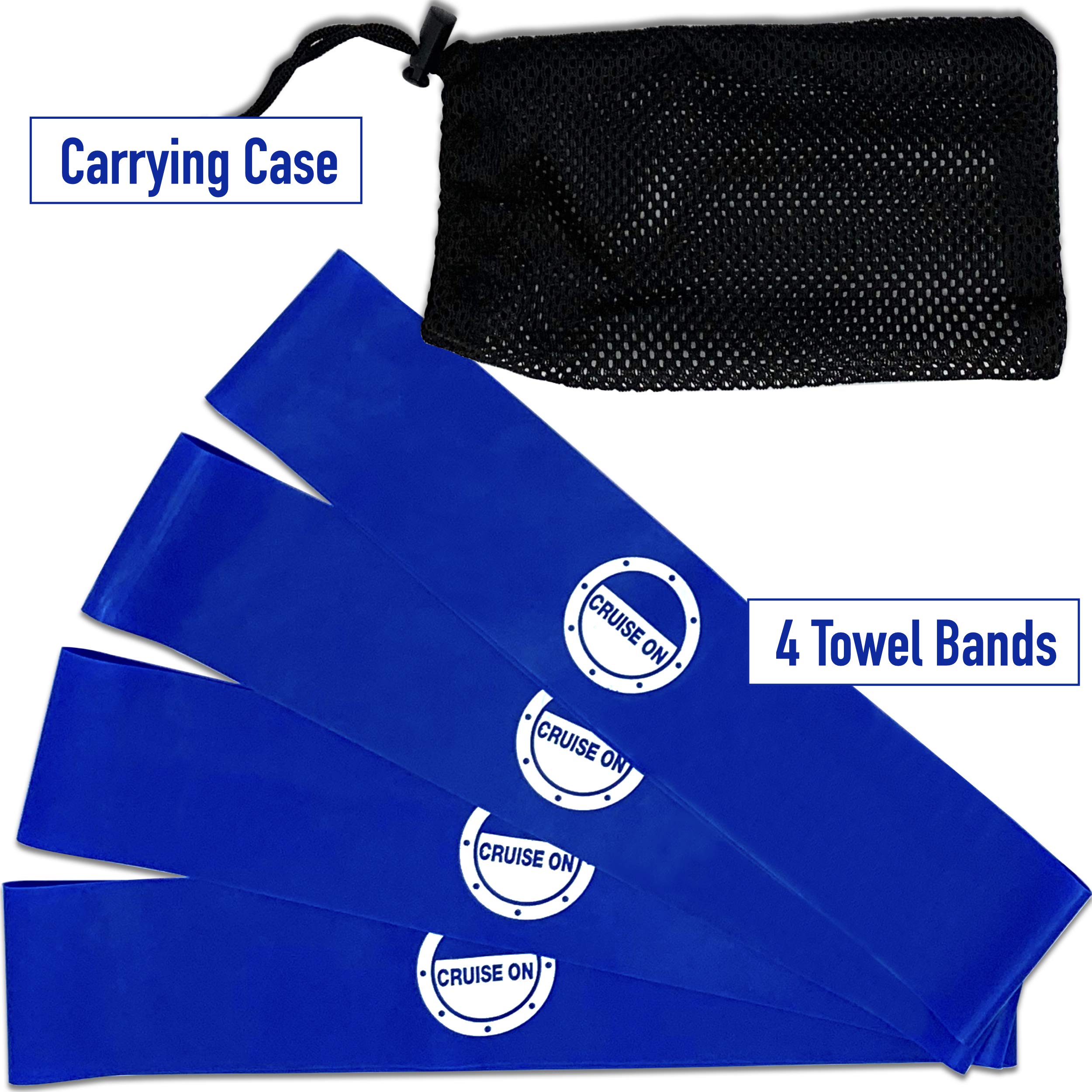 Cruise On Towel Bands (4 Pack) - Premium Beach Chair Towel Clips for Pool, Vacation & Outdoor Use - Secure Your Towel on Loungers, Chairs & Hammocks
