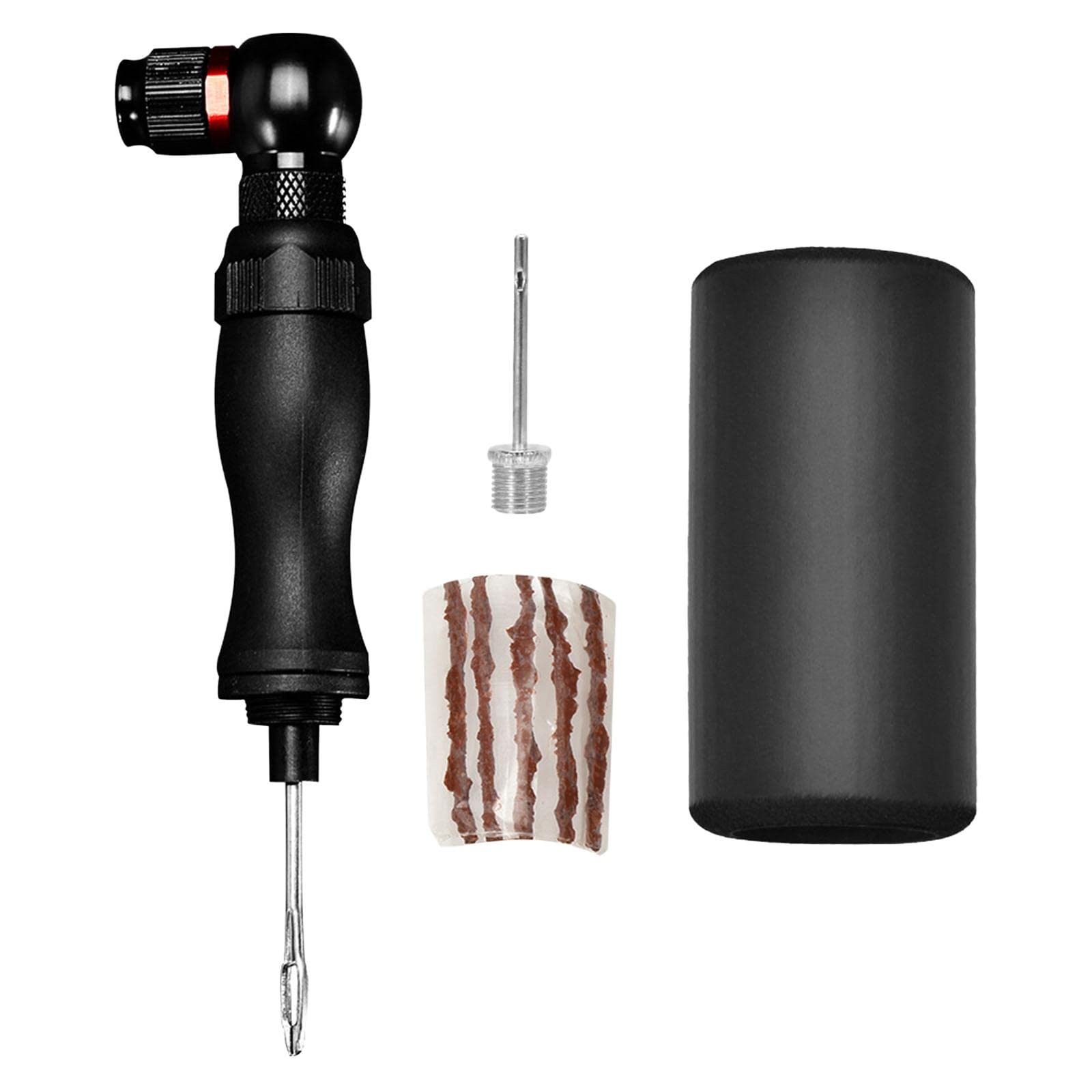 Tachiuwa Mini Bike Tubeless Tire Repair Kit with Hand Pump & 5 Repair Strips - Portable Mountain & Road Bike Puncture Fix Kit for Emergency Trail & Commute Cycling