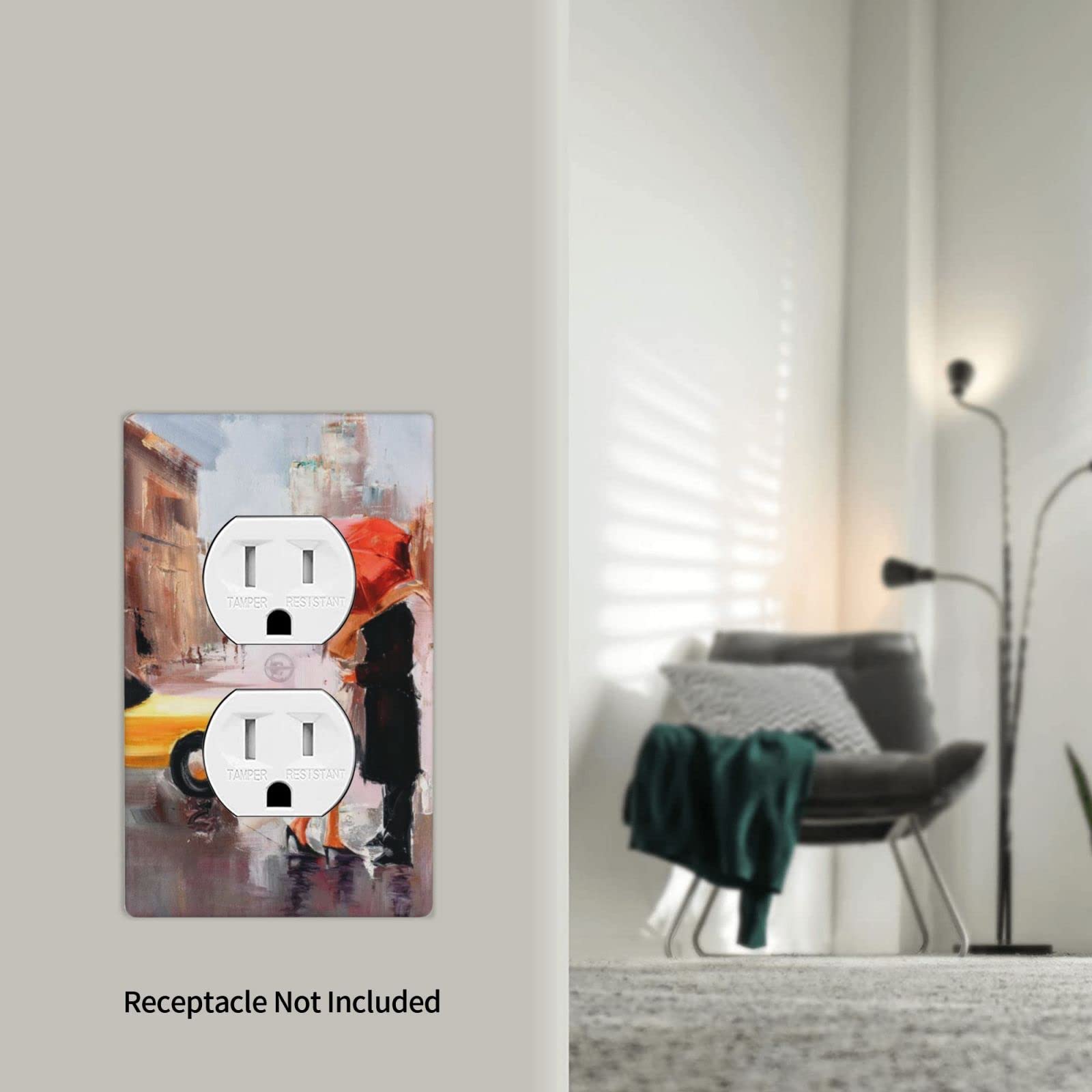 Abstract Oil Painting Couple Kissing in the Rain Light Switch Cover - Decorative Wall Plate for Home & Office - Perfect for Bedroom, Living Room, or Romantic Gift