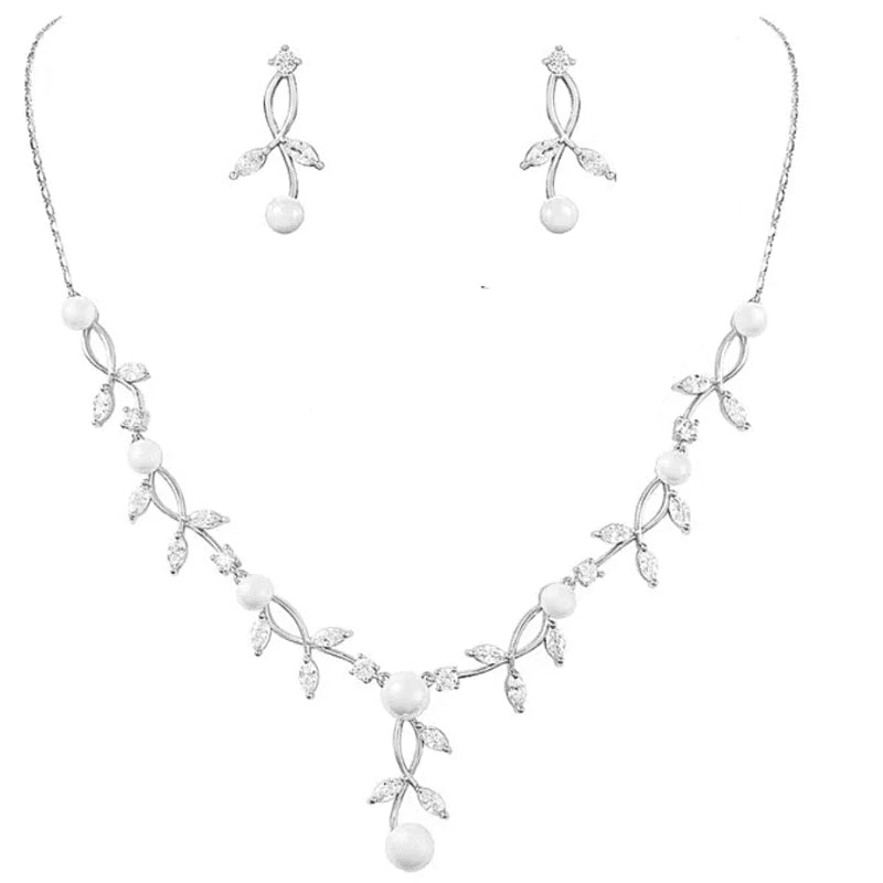 Elegant Bridal Wedding Jewelry Set with Pearls & Crystals - A9056 | Perfect for Brides, Bridesmaids & Formal Occasions