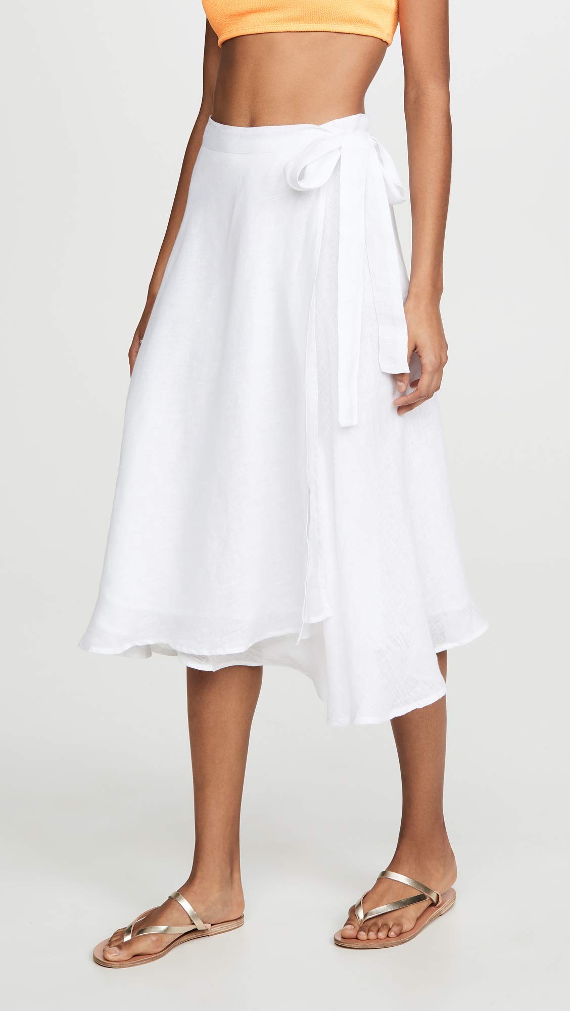 Vitamin A Women's Lana Skirt - Eco-Linen Gauze White Medium One Size - Perfect for Beach Vacations, Summer Outings & Boho Chic Style