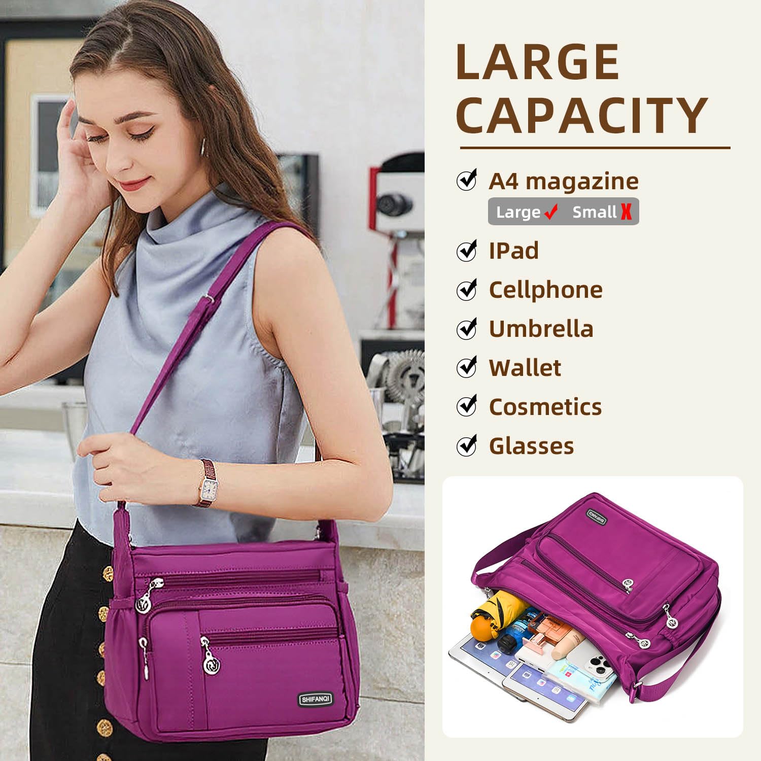 Stylish Women's Crossbody Bag with Multiple Pockets - Fashion Shoulder Purse for Daily Use, Travel & Work | Perfect for Commuting, Shopping and Weekend Outings