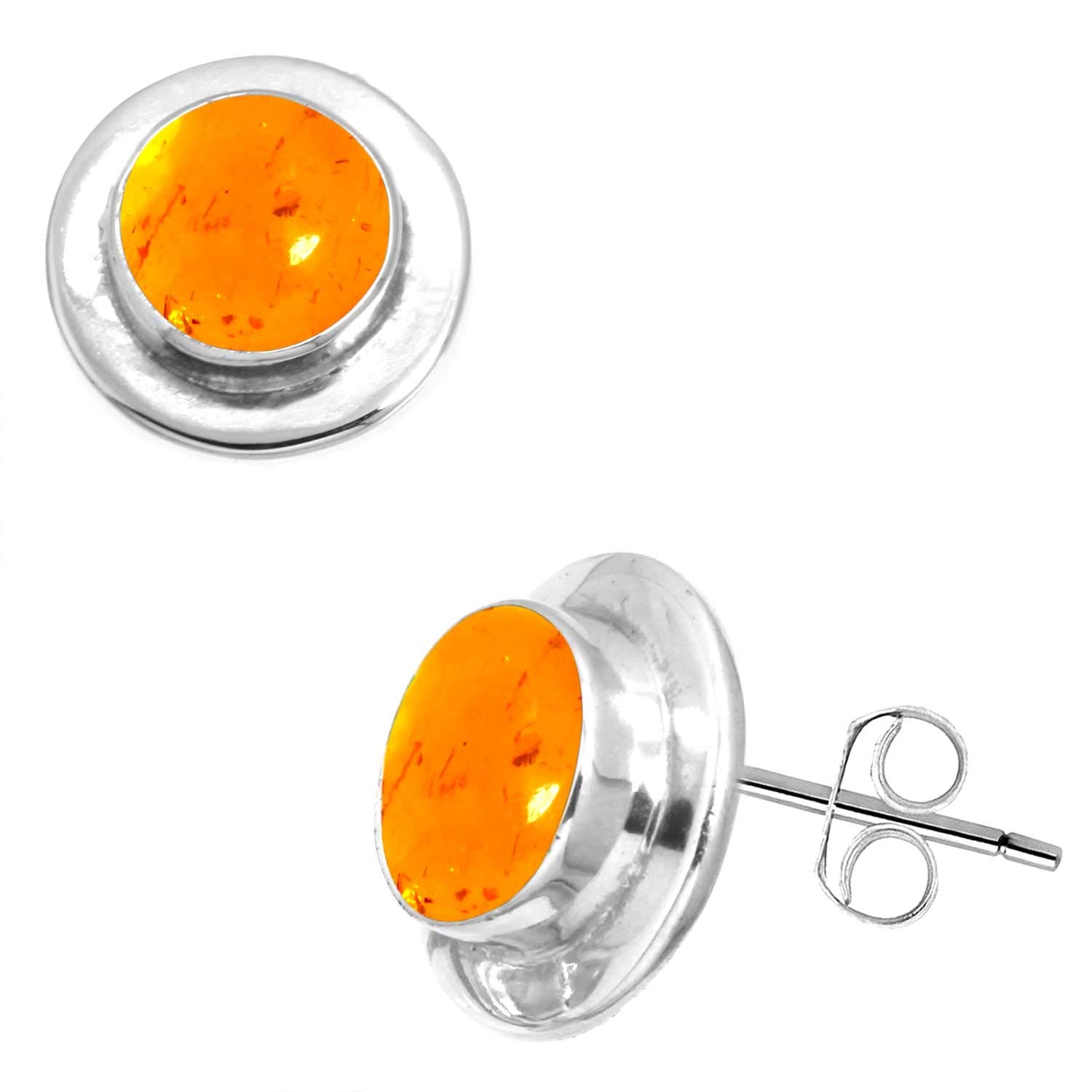 JEWELOPORIUM 925 Sterling Silver Handmade Stud Earrings for Women - 8mm Round Gemstone Earrings, Dainty & Elegant Jewelry Gift for Her (Birthday, Anniversary, Valentine's Day) | Perfect for Everyday Wear & Special Occasions