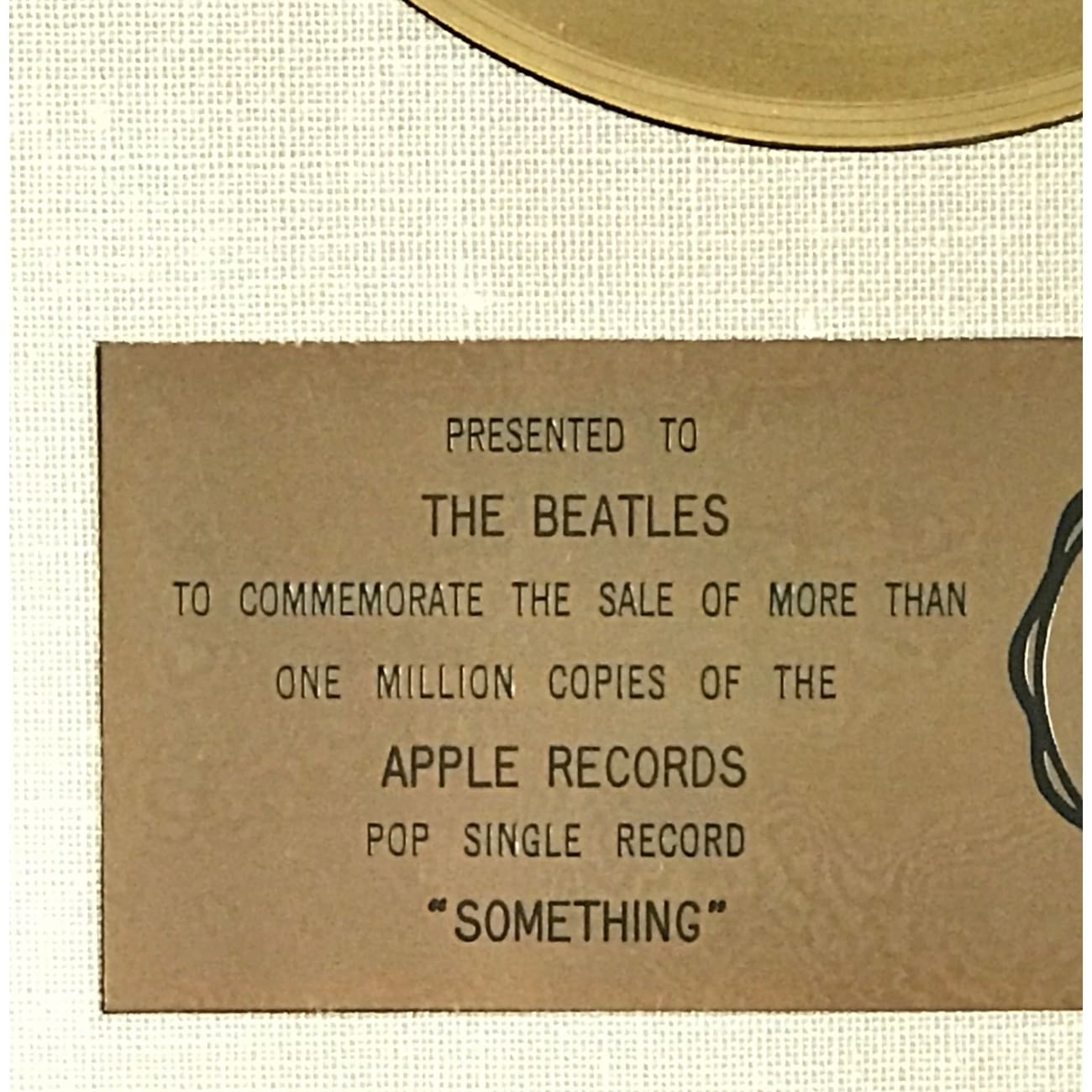 The Beatles 'Something' RIAA Gold 45 Award - Rare Collectible for Music Memorabilia & Beatles Fans - Perfect for Display in Home, Office or Music Studio