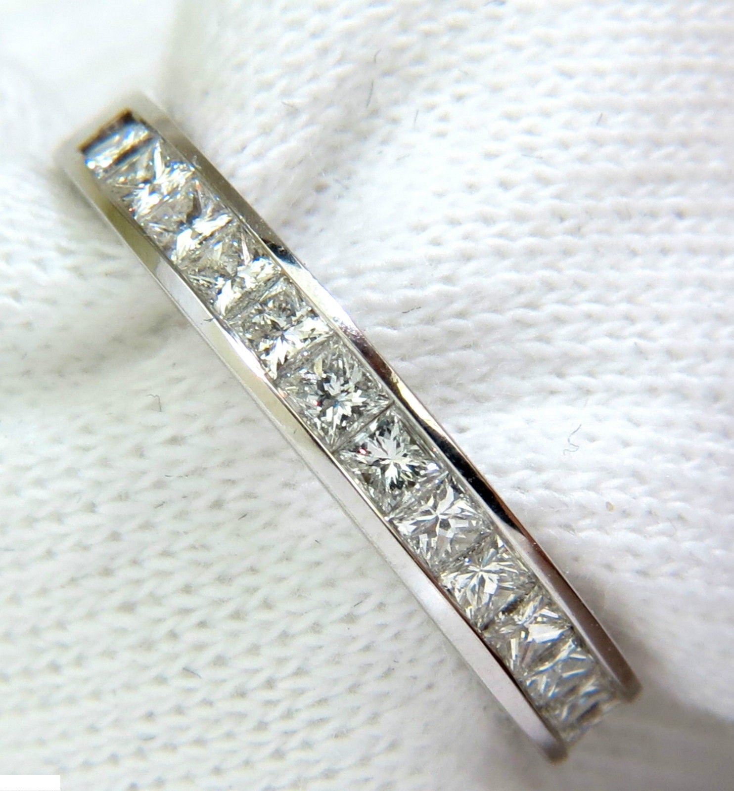 0.70CT Classic Princess Cut Diamond Band Ring in 14K White Gold - Elegant Wedding, Engagement & Anniversary Jewelry Gift for Women