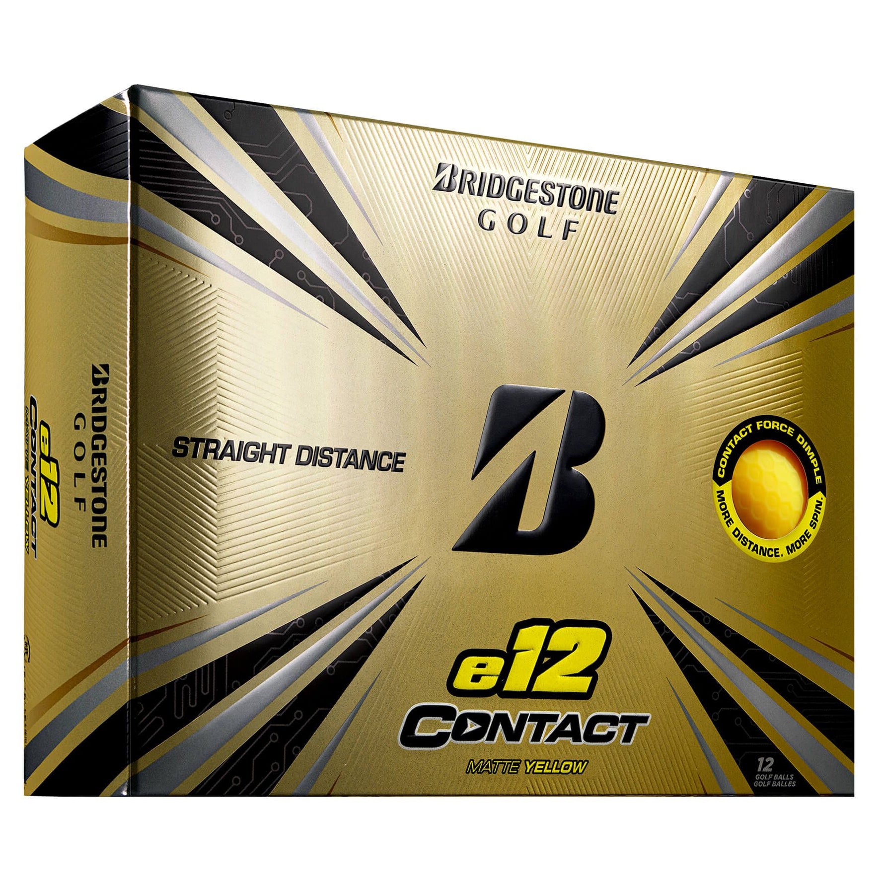 Bridgestone e12 Contact Golf Balls - Premium High Performance Golf Balls (12 Pack/Dozen) for Distance & Control - Perfect for Tournaments, Practice & Casual Play