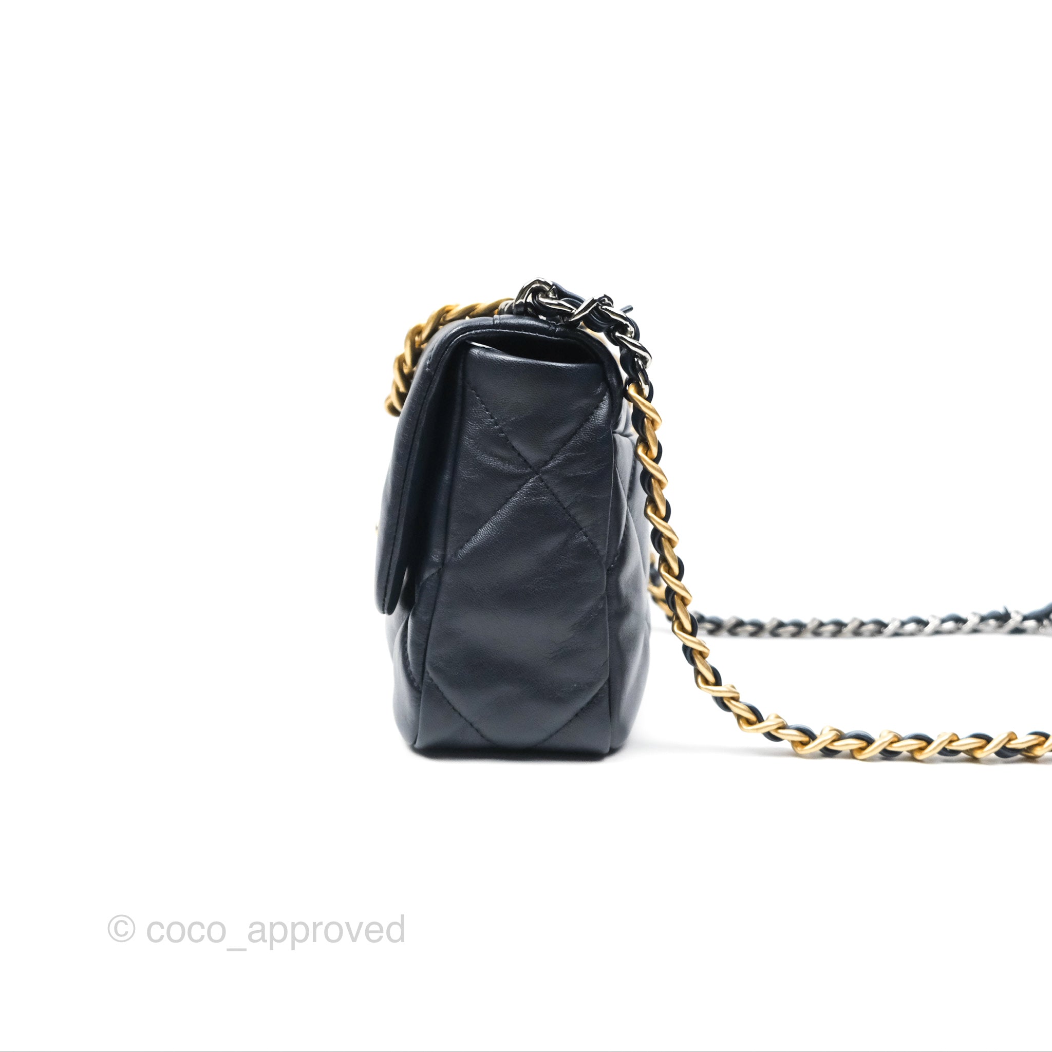 Chanel 19 Small Navy Blue Leather Flap Bag with Mixed Hardware - Luxury Crossbody Purse for Women, Perfect for Date Night & Evening Events