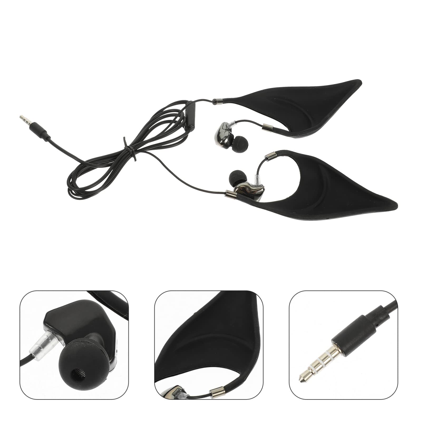Wireless Elf Earbuds with Microphone - In-Ear Headphones for Cosplay & Fantasy Costume Accessories (Black) - Perfect for Anime Conventions, Halloween & Role Playing