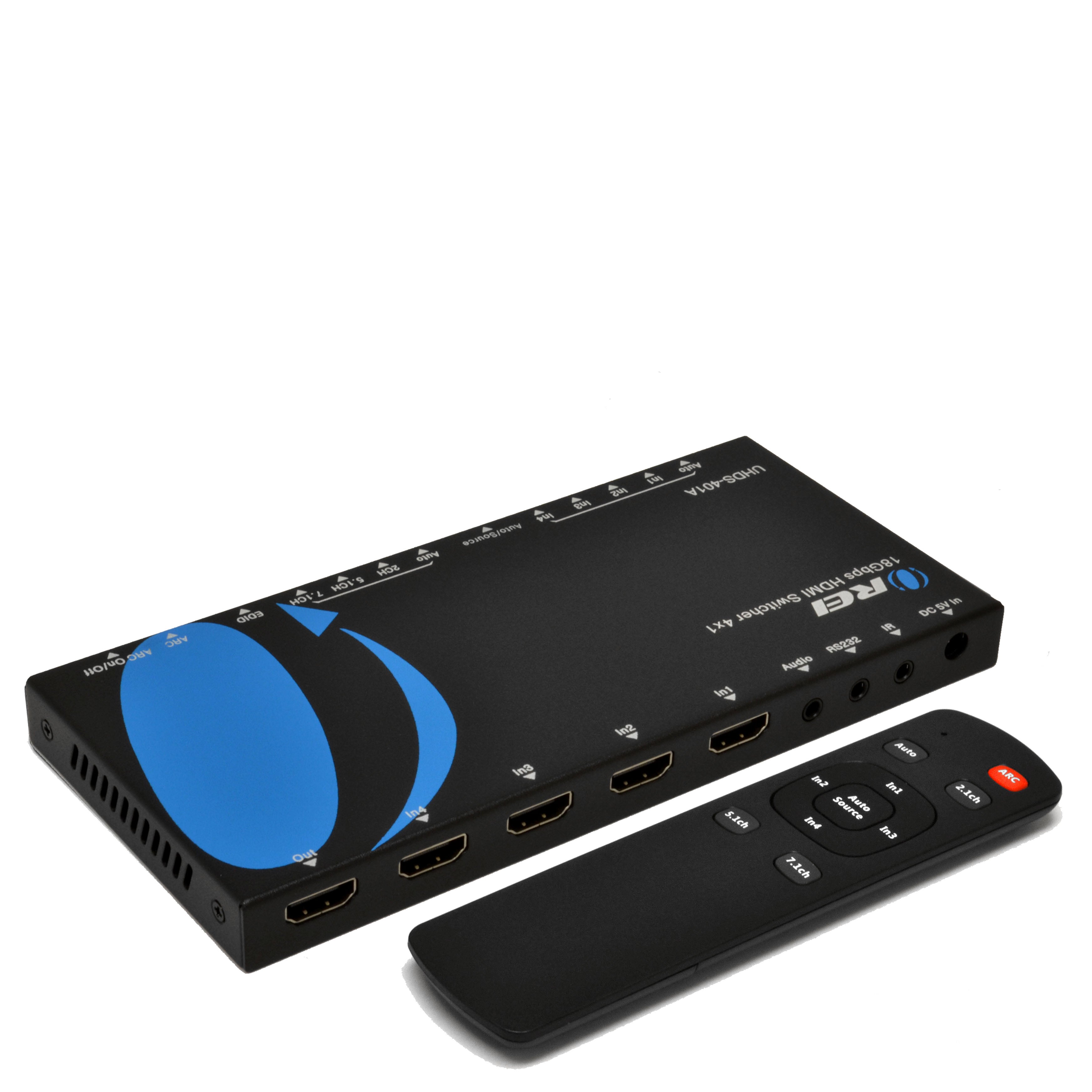 4K HDMI 2.0 4x1 HDMI Switch with Audio Extractor ARC - UHDS 401A O - for Home Theater, Gaming & Entertainment Systems