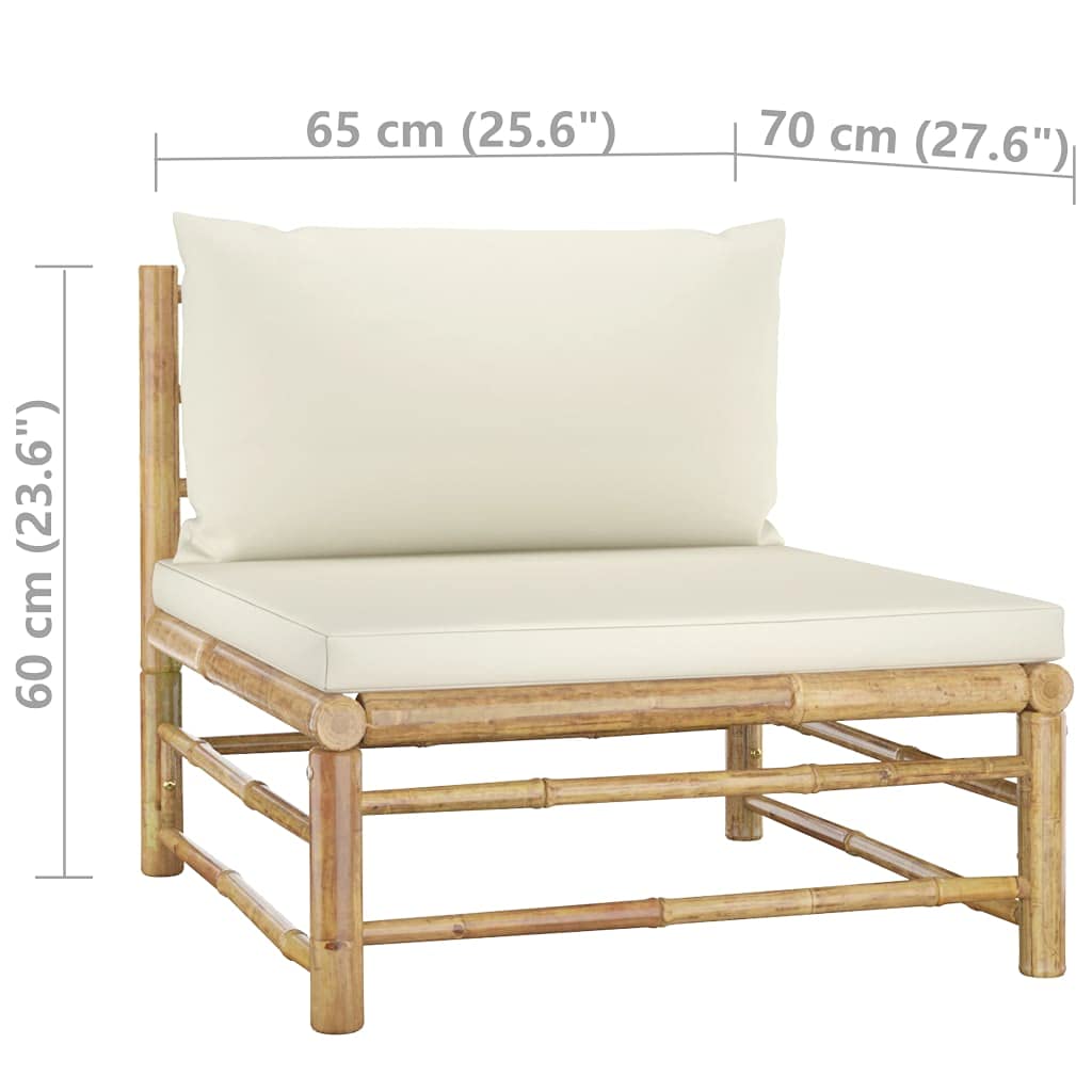 3 Piece Outdoor Garden Dining Set with Bamboo Frame, Comfortable Cushions, and Coffee Table - Perfect for Patio, Backyard, and Poolside Gatherings