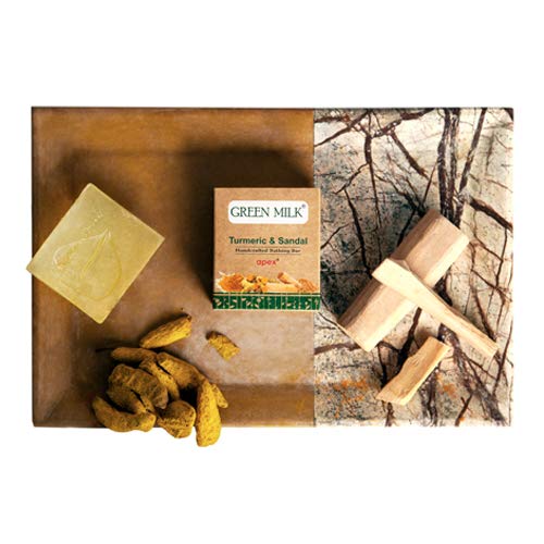 Organic Green Milk Turmeric & Sandalwood Handmade Soap Bar - Natural Skin Cleansing for Sensitive Skin - Pack of 3 - Perfect for Daily Bathing, Spa Days & Ayurvedic Self-Care Rituals